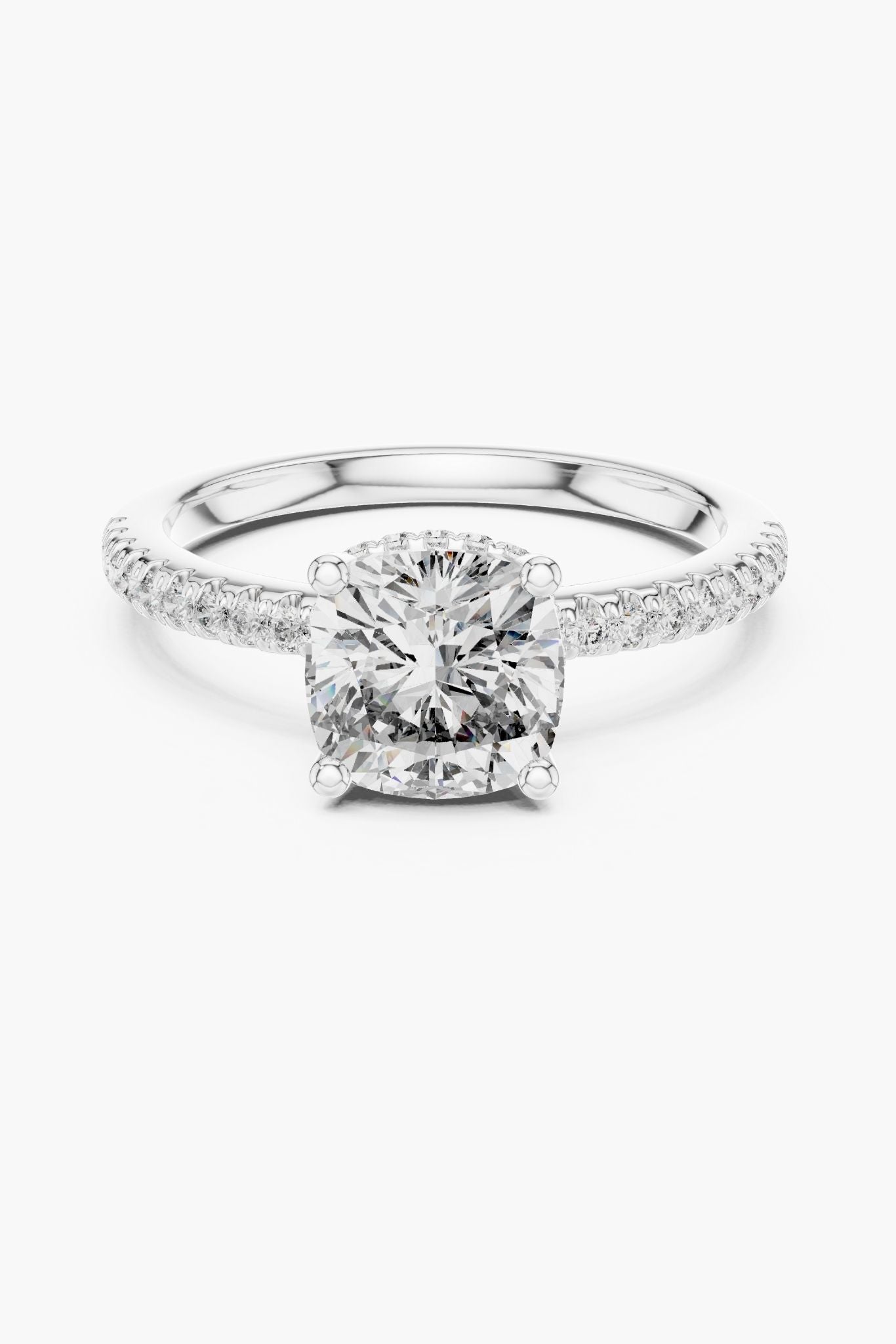 2ct Cushion Hidden Halo Ring