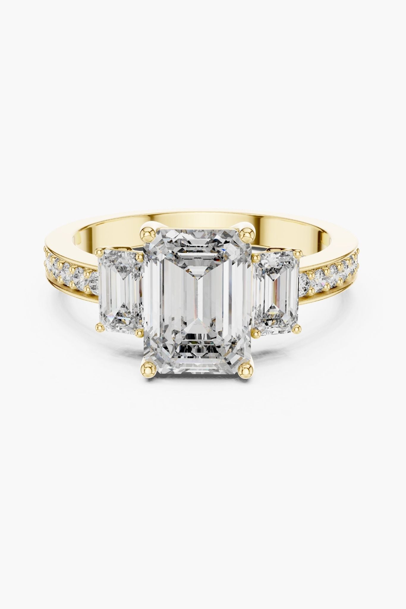 2ct Emerald Three-Stone Diamond Ring