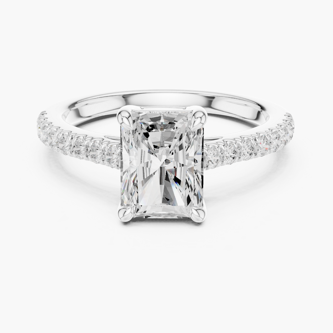 Radiant 2ct Pave Solitaire Ring