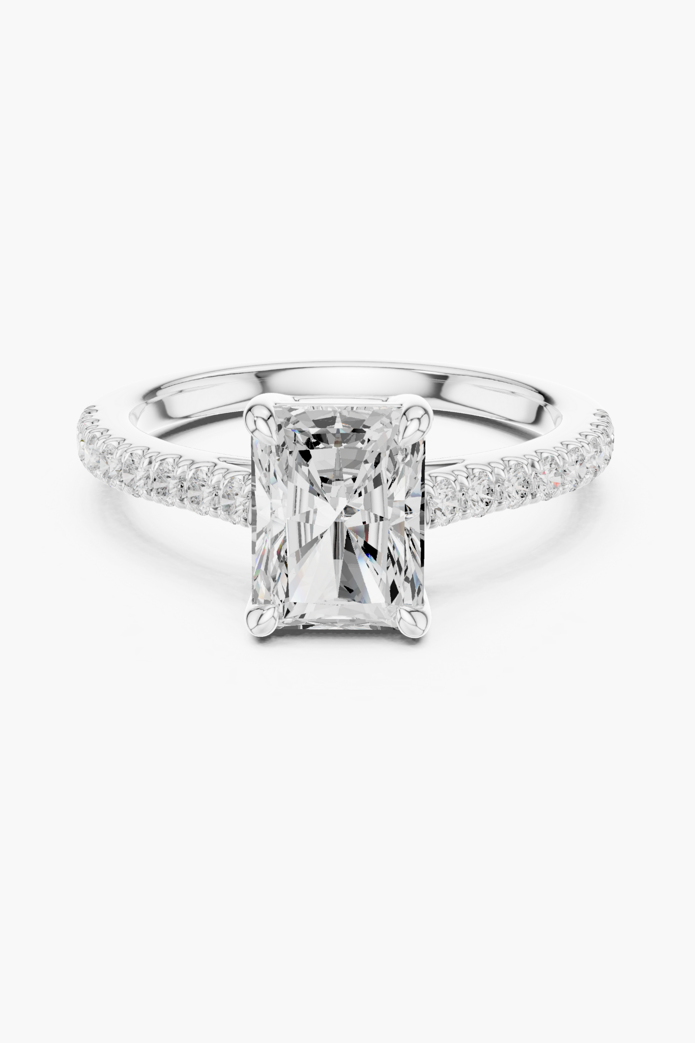 Radiant 2ct Pave Solitaire Ring