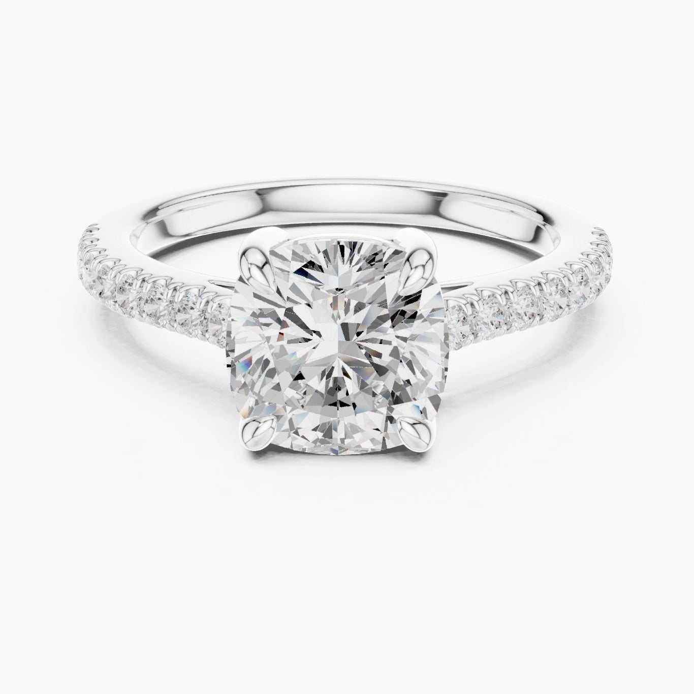 2ct Cushion Solitaire Pave Band