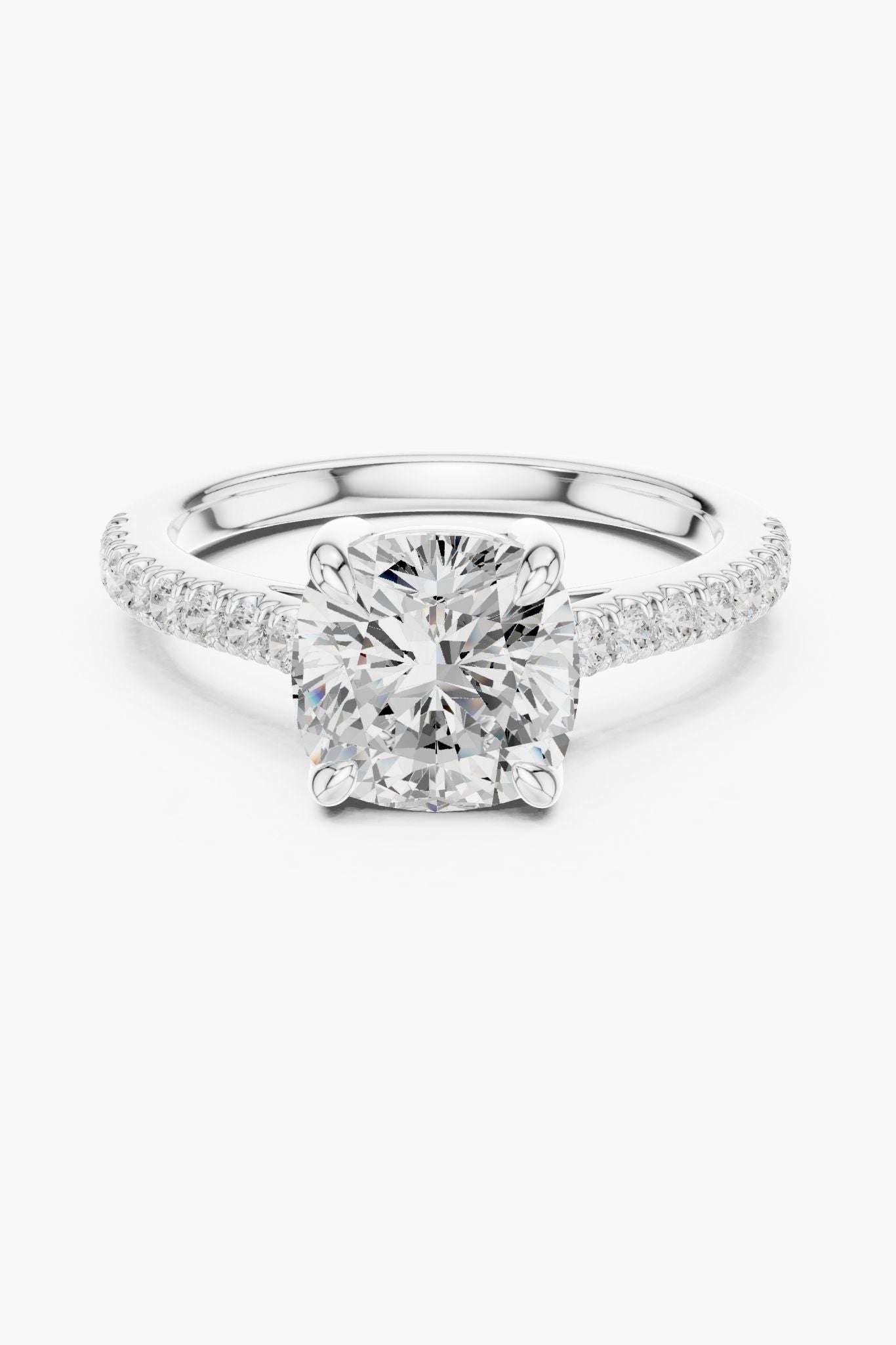 2ct Cushion Solitaire Pave Band
