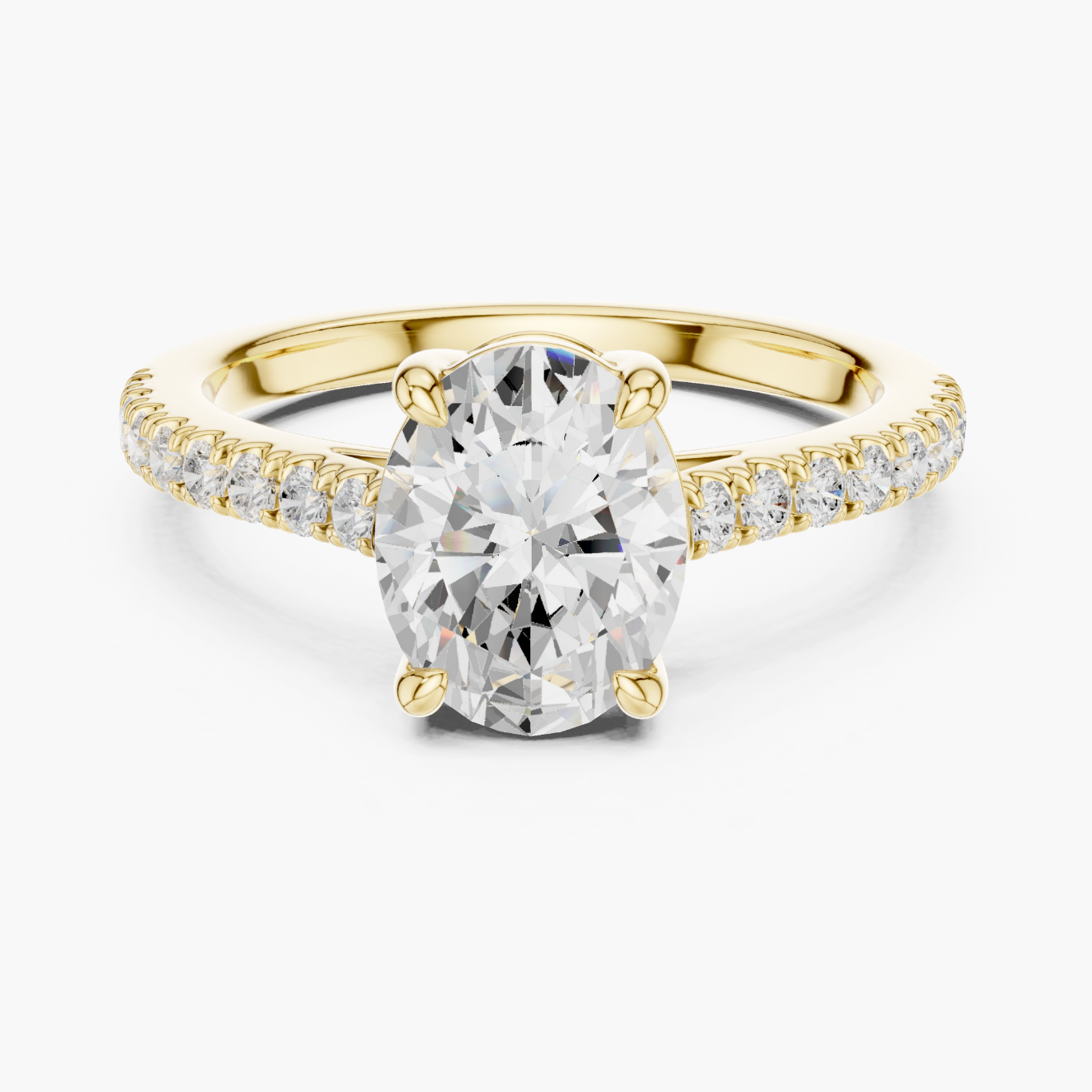 Oval 2ct Pavé Solitaire Ring