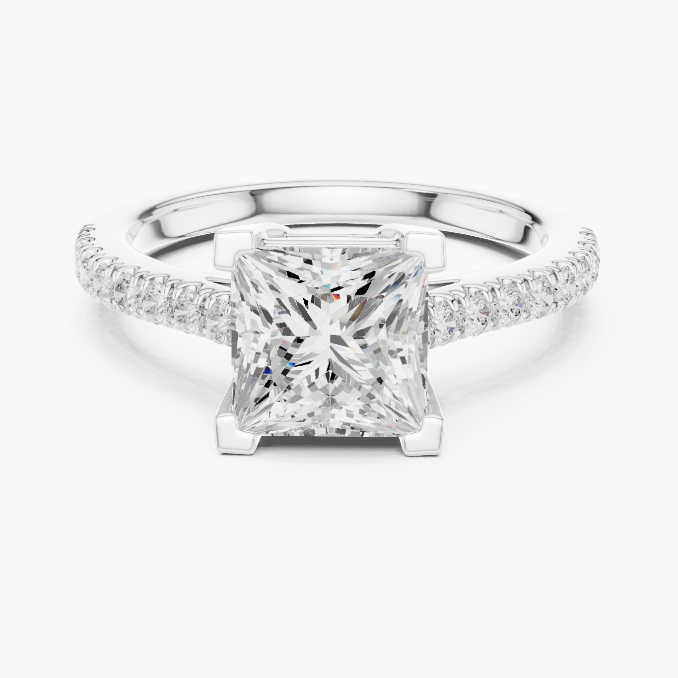 Princess 2ct Pave Solitaire Ring