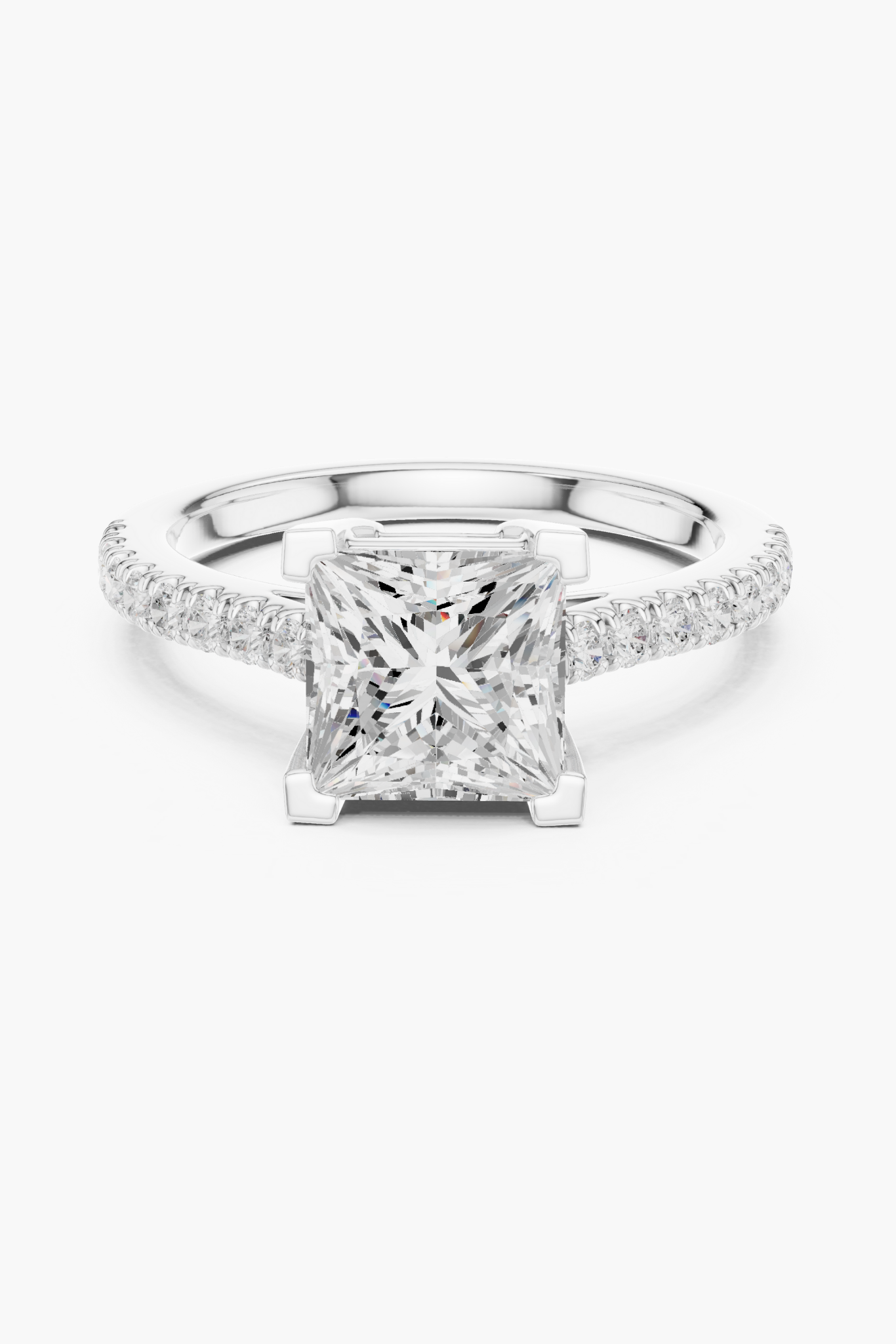 Princess 2ct Pave Solitaire Ring