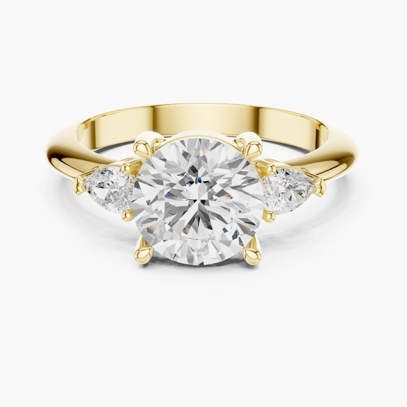 2ct Round Trio Solitaire Ring