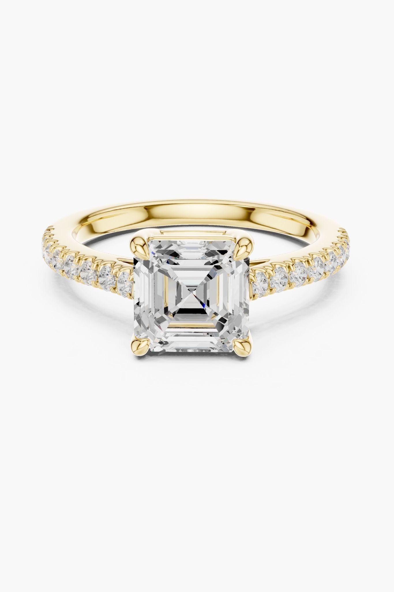 Asscher 2ct Pavé Solitaire Ring