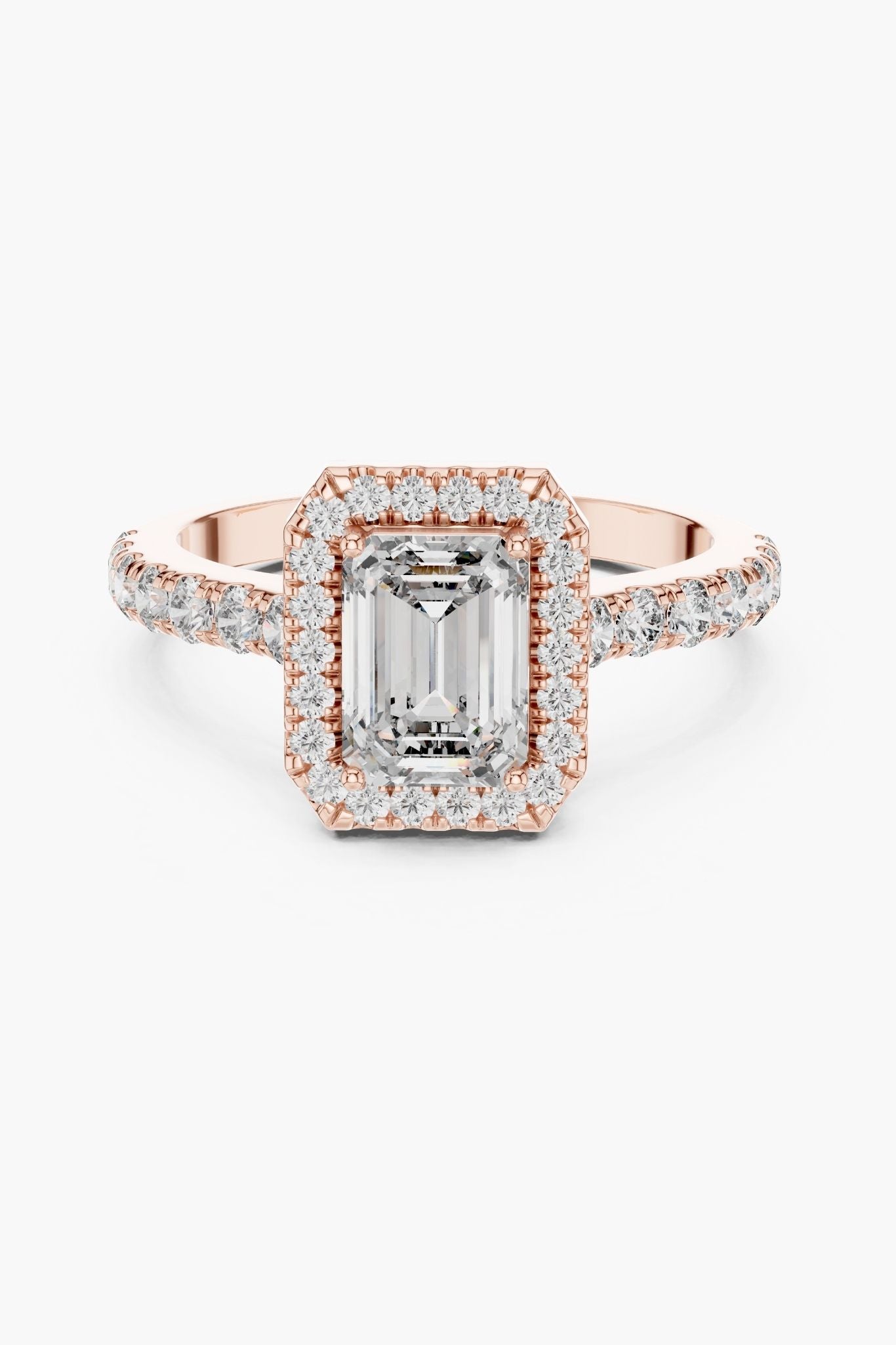 1ct Emerald Halo Solitaire Ring