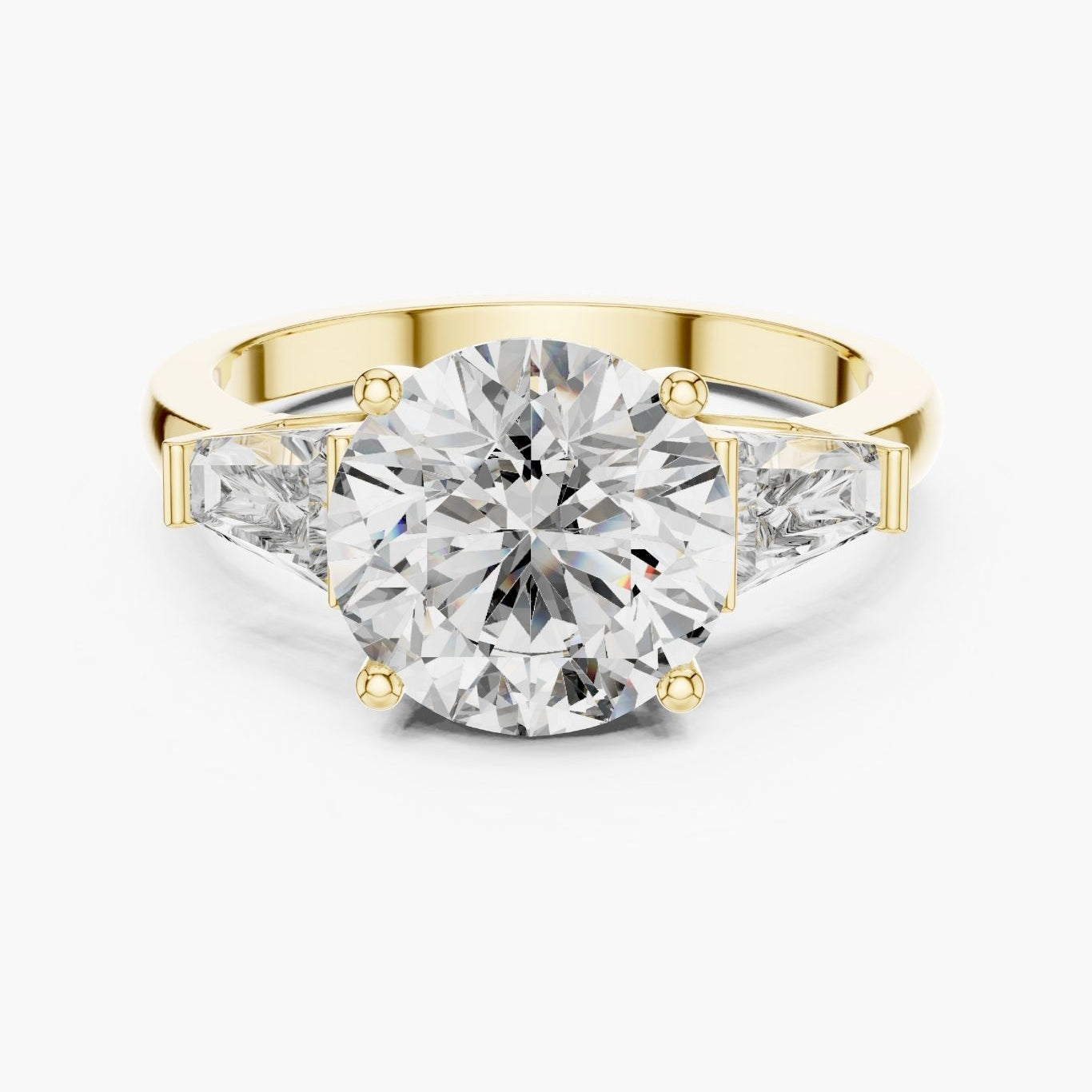 3ct Three-Stone Round Baguette Ring