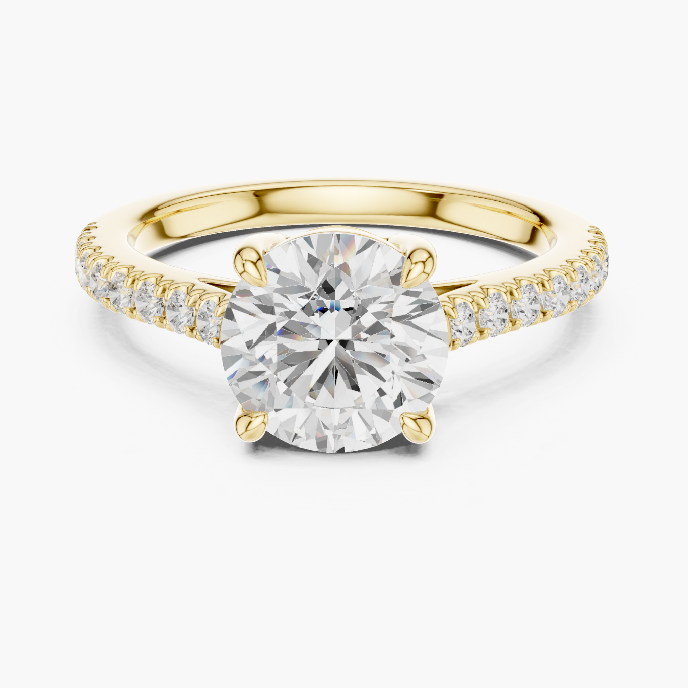 2ct Round Pavé Solitaire Ring