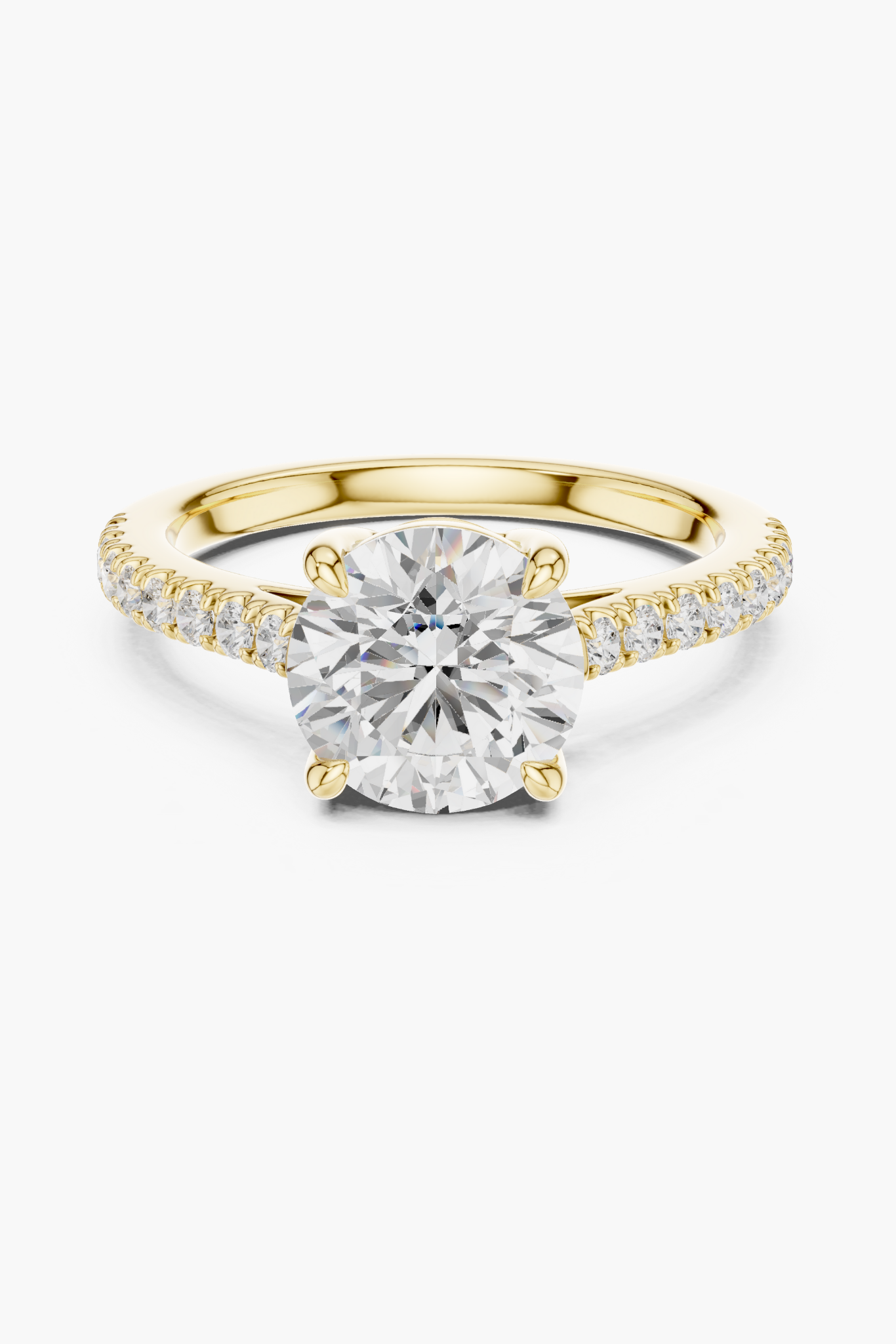 2ct Round Pavé Solitaire Ring