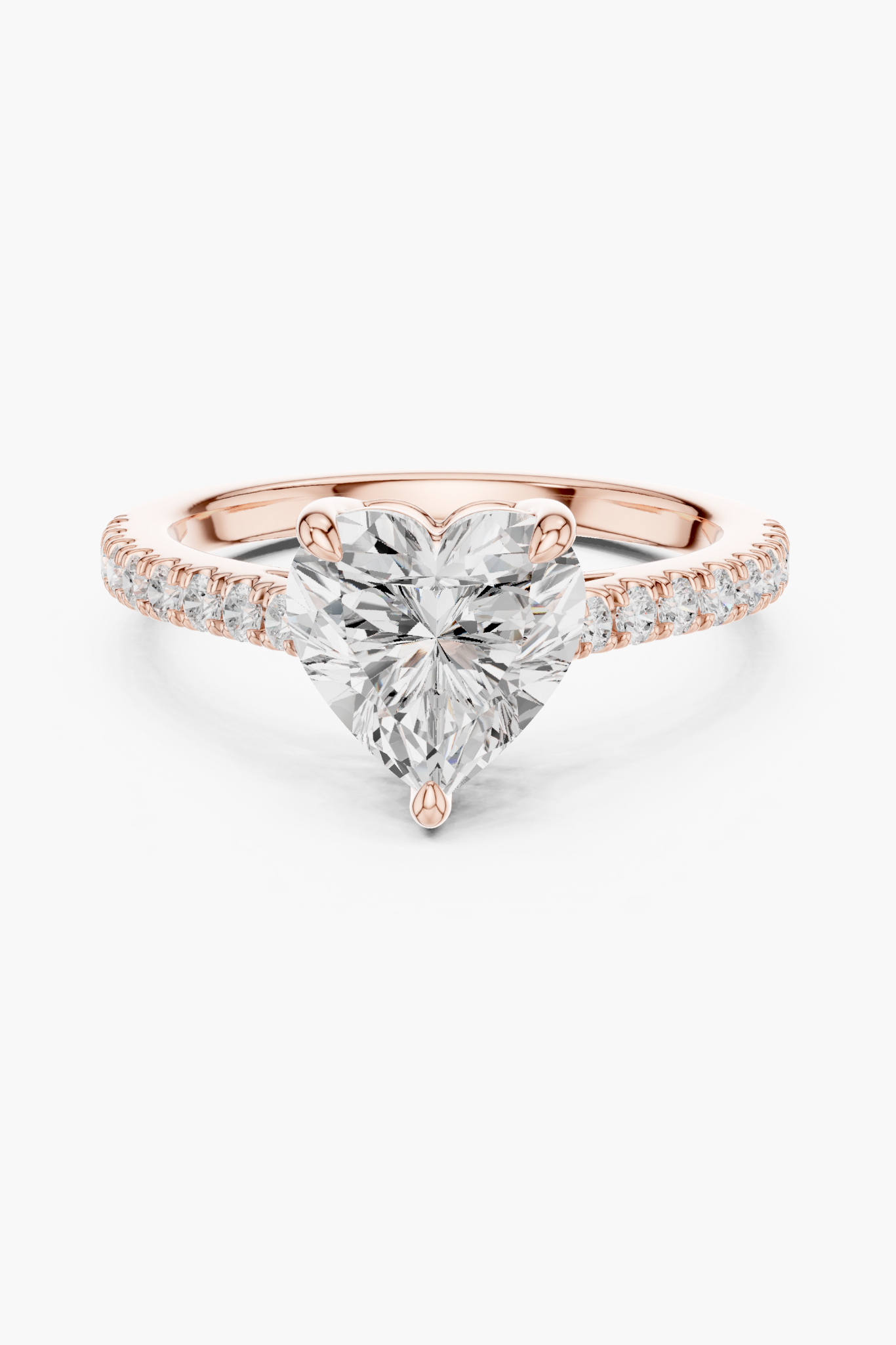 Heart 2ct Pave Solitaire Ring