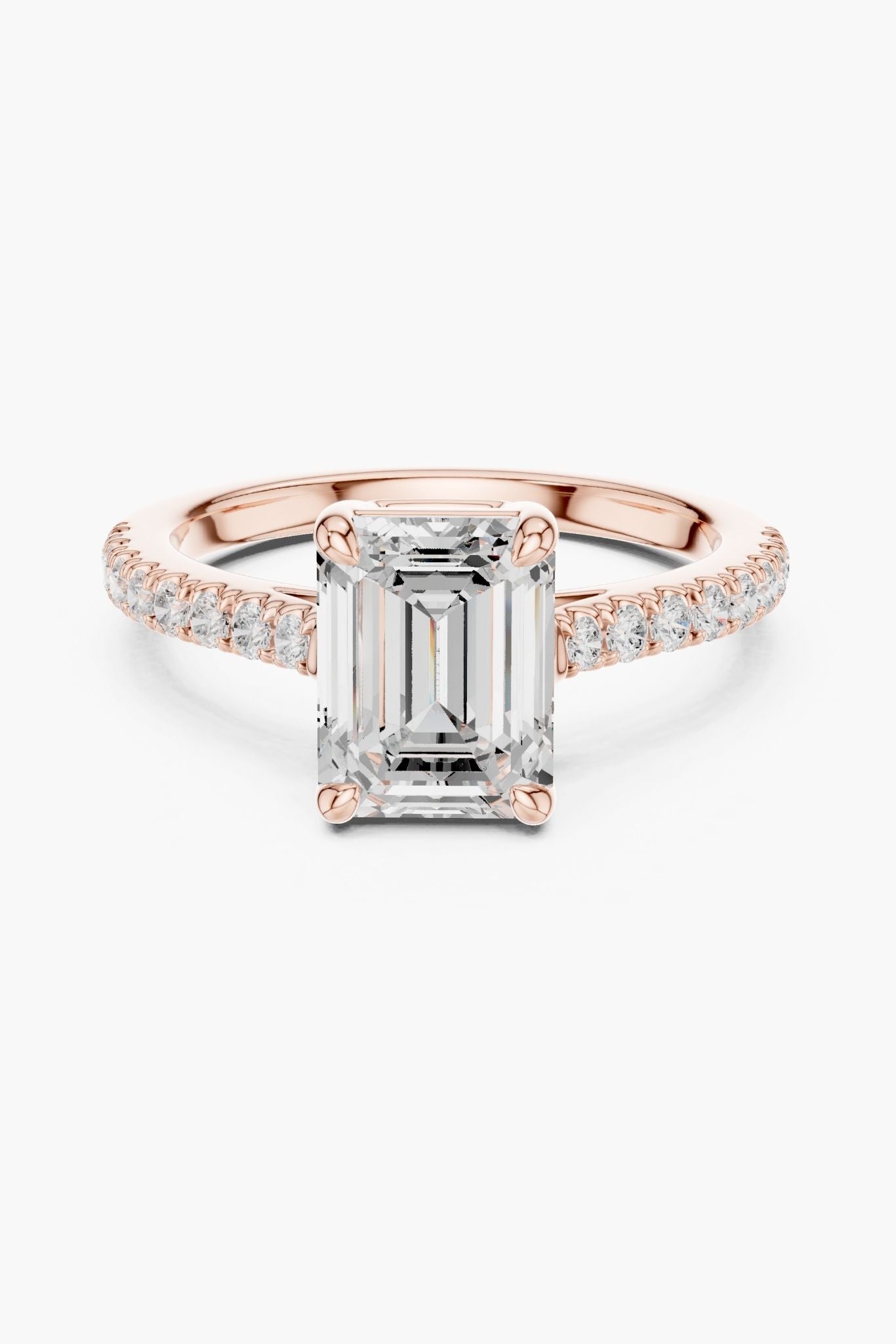 Emerald 2ct Pave Solitaire Ring