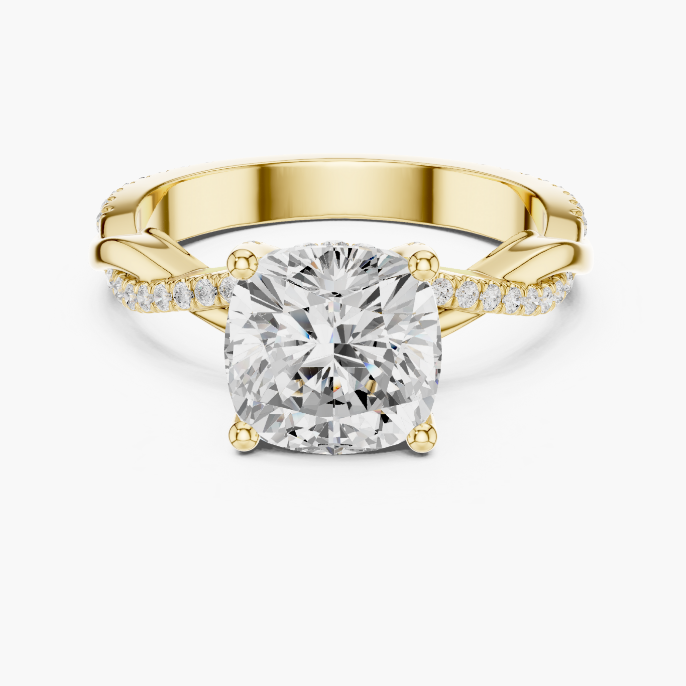 2ct Cushion Twist Solitaire Ring