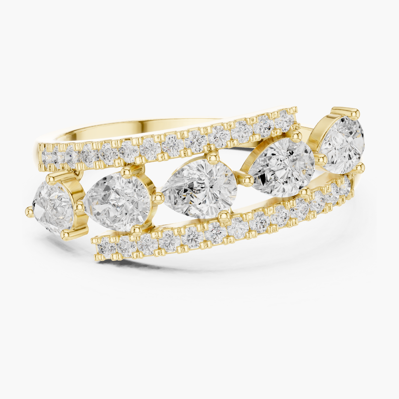 Pear & Round Diamond Wrap Band