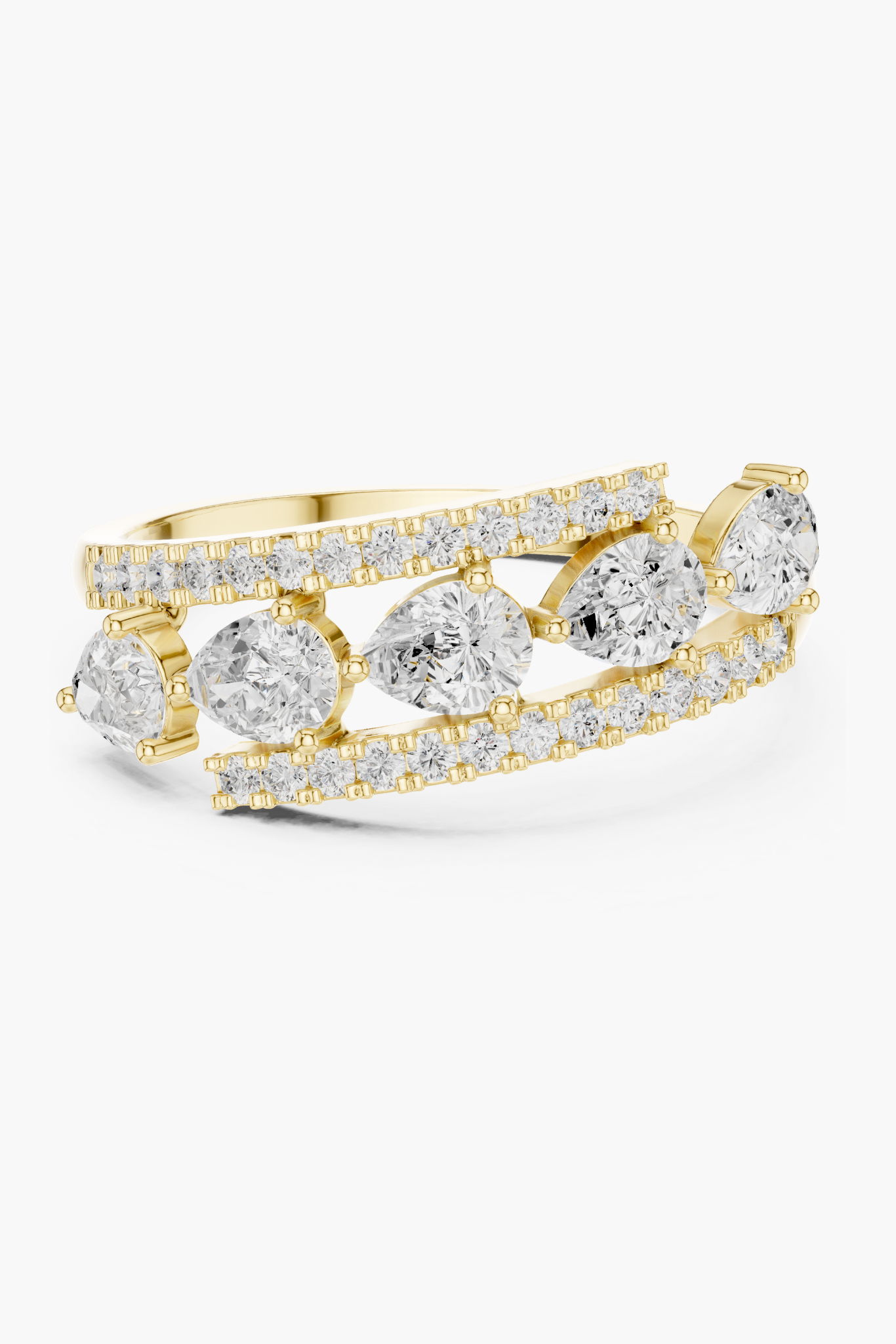 Pear & Round Diamond Wrap Band