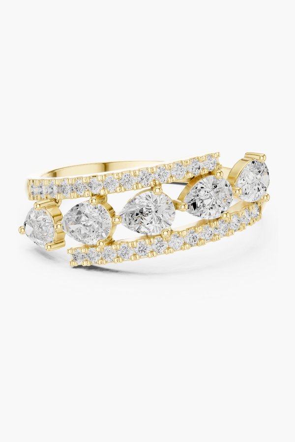 Pear & Round Diamond Wrap Band