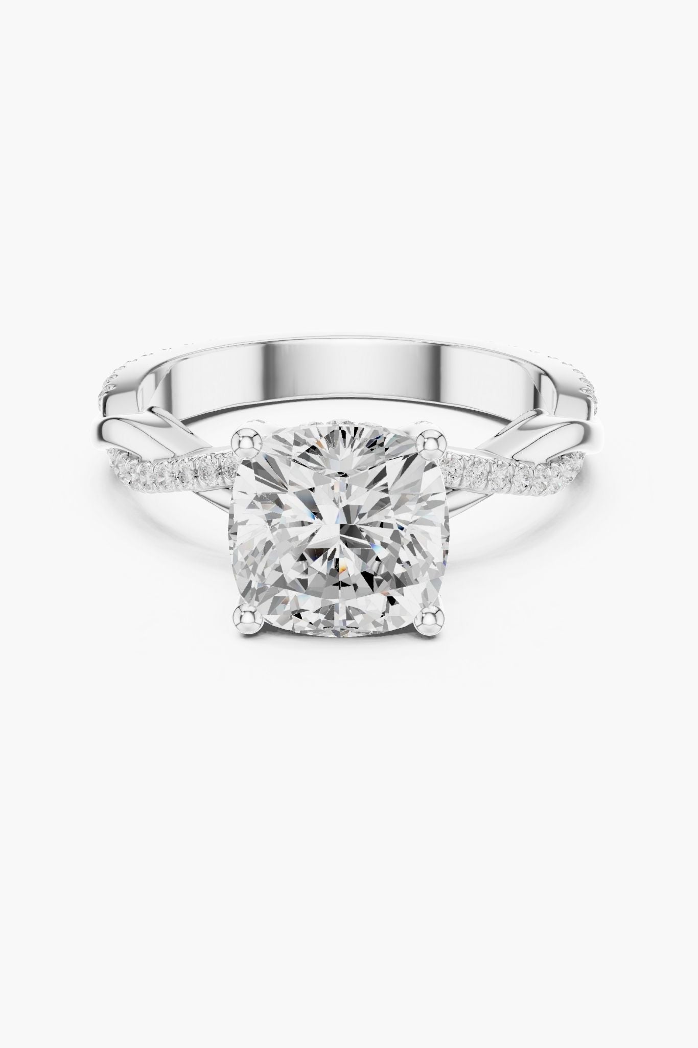 2ct Cushion Solitaire Twist Ring