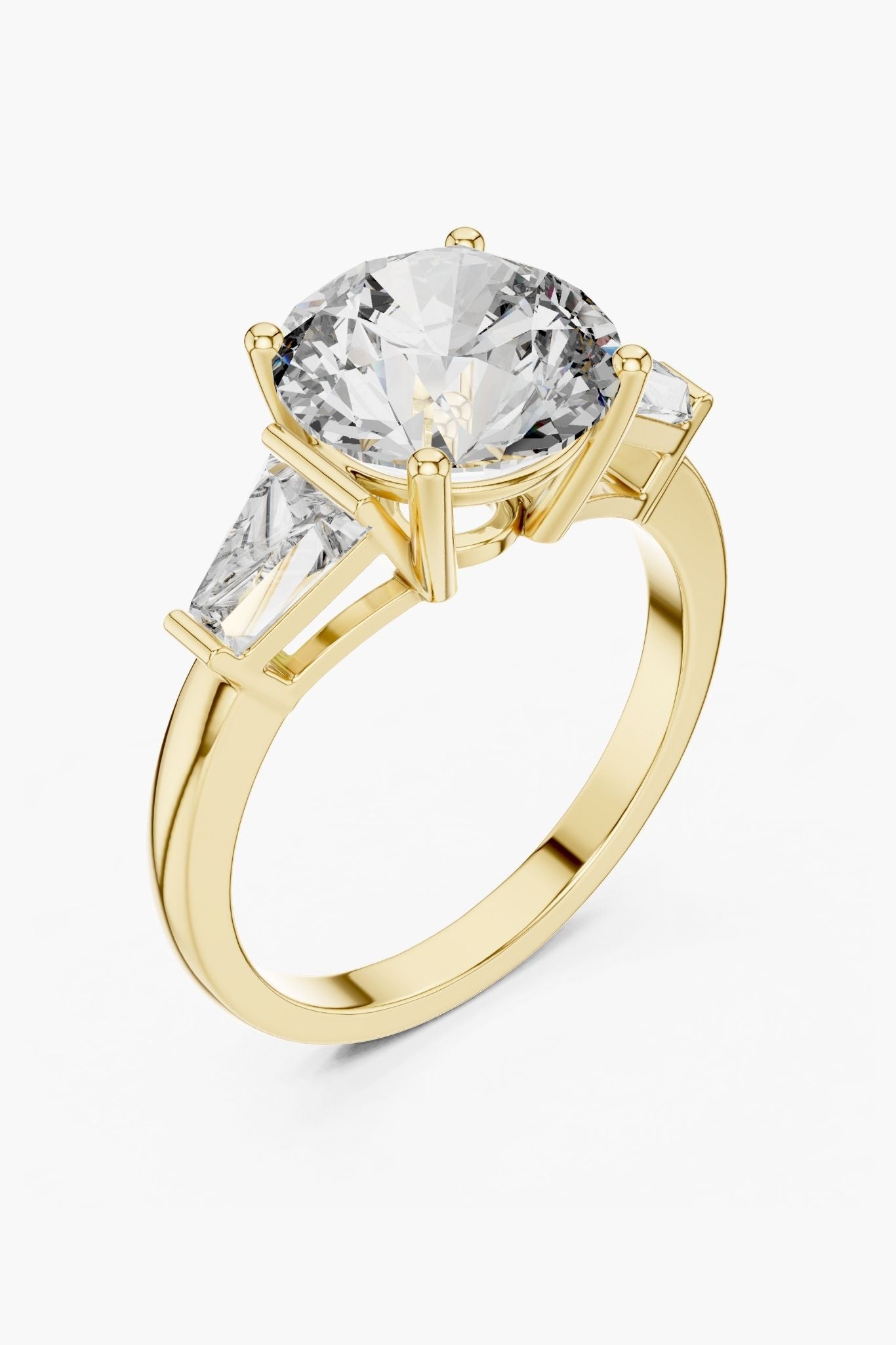 3ct Three-Stone Round Baguette Ring