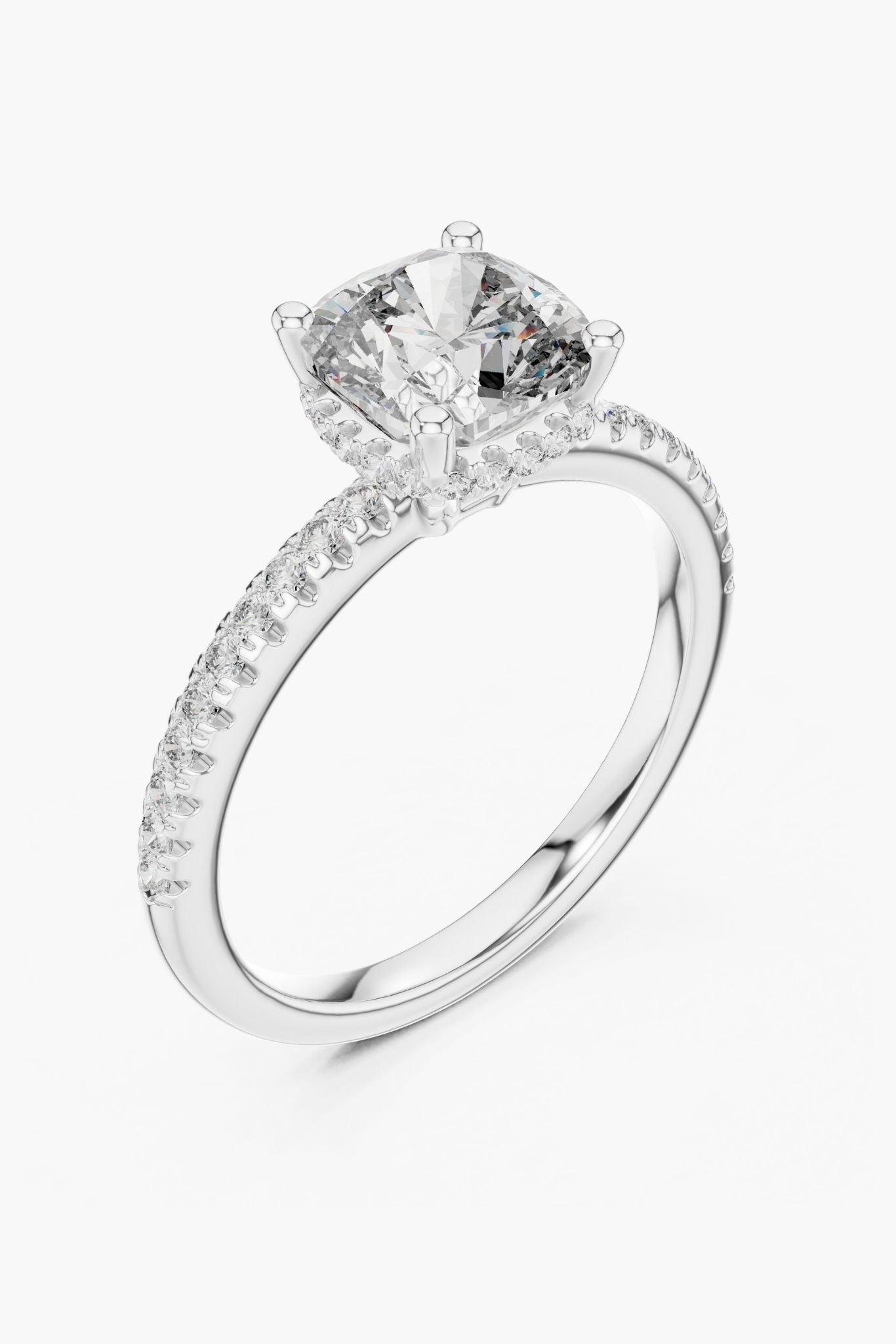 2ct Cushion Hidden Halo Ring