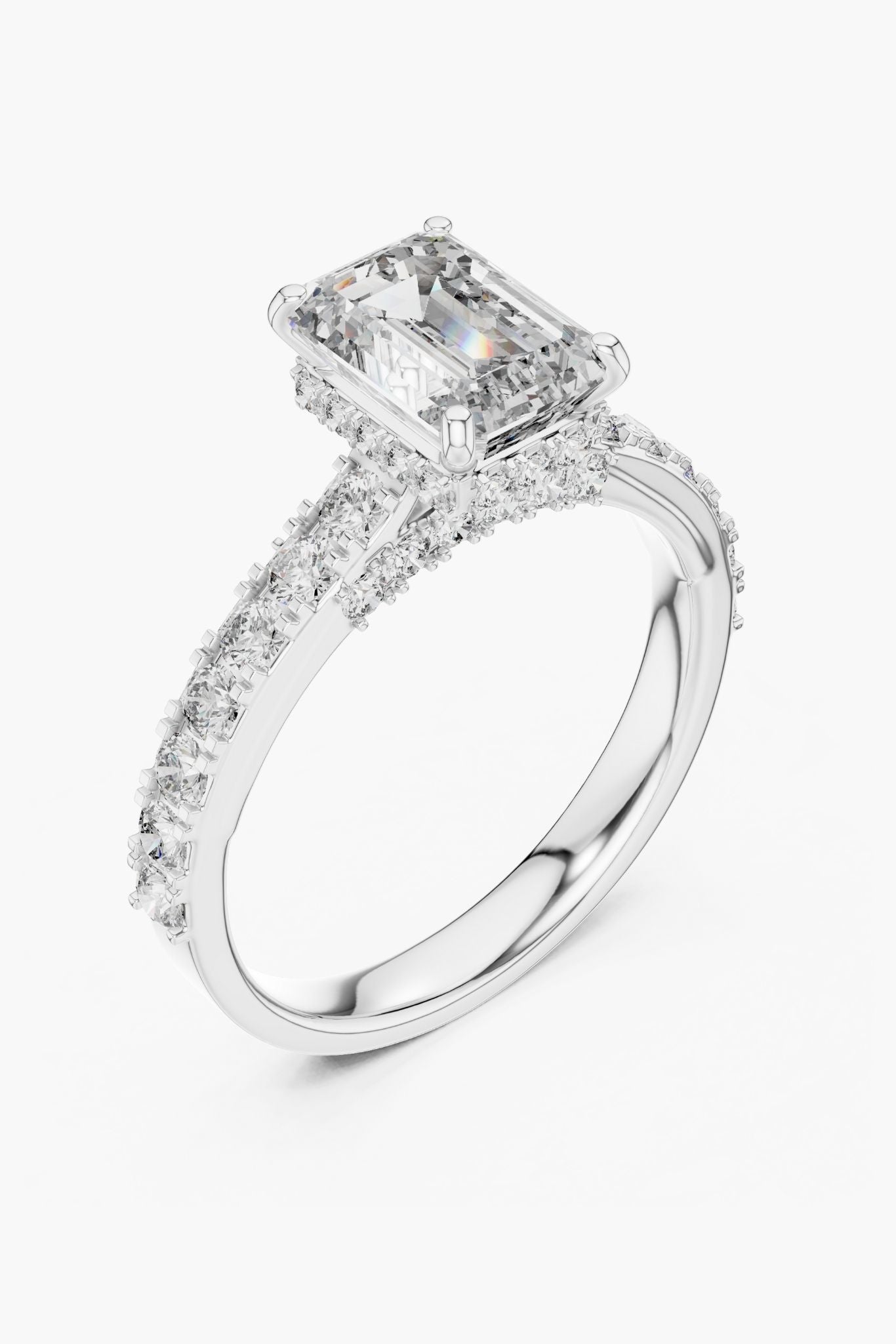 1.5 ct Emerald Hidden Halo Engagement Ring