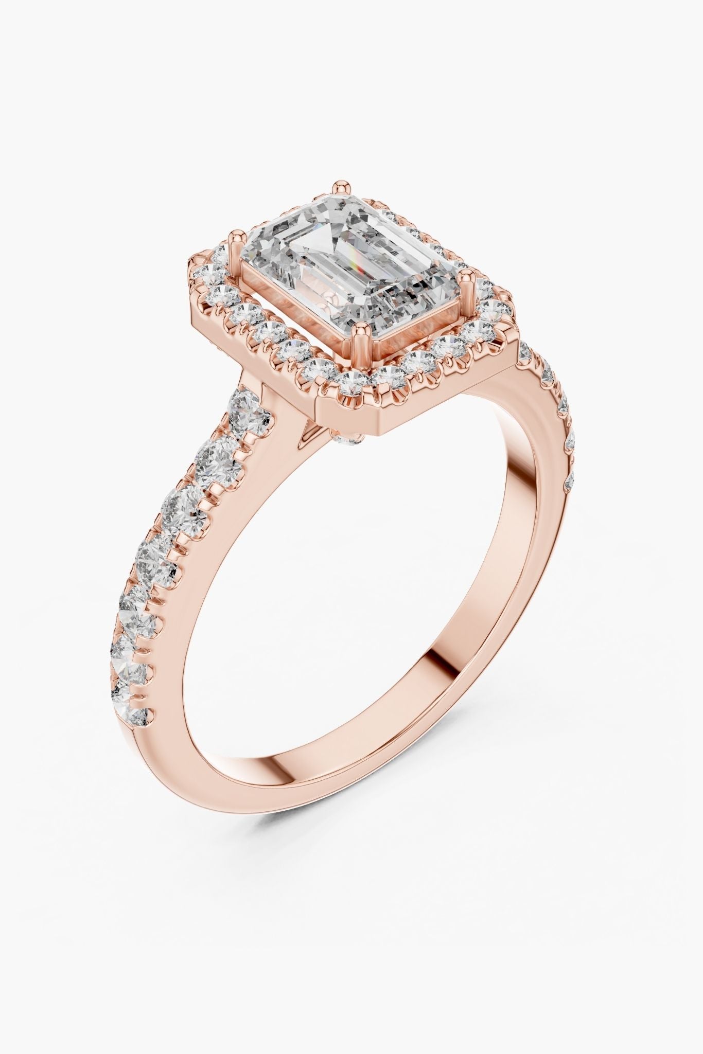 1ct Emerald Halo Solitaire Ring