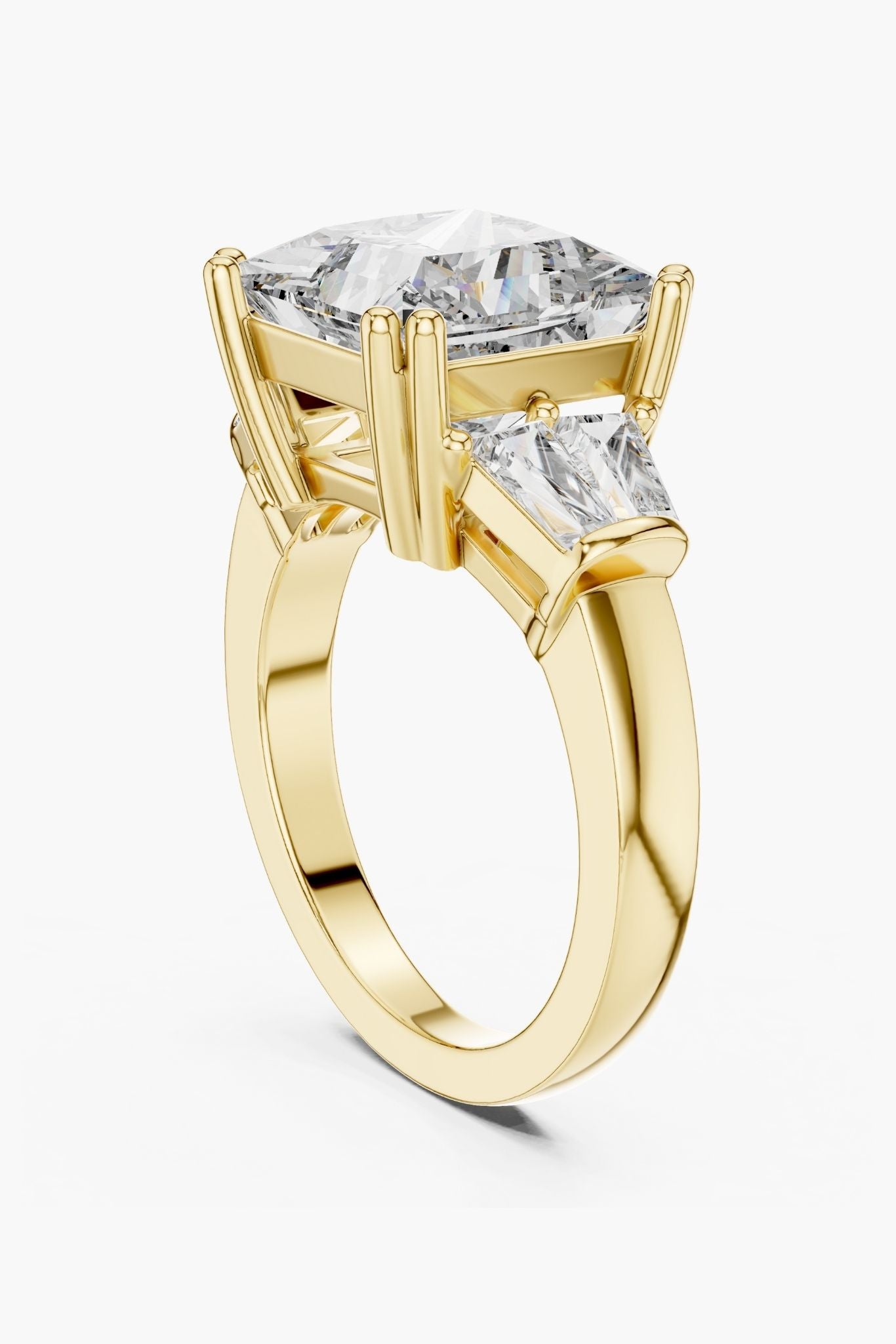 4ct Princess Solitaire with Tapered Baguettes