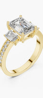 2ct Emerald Three-Stone Diamond Ring