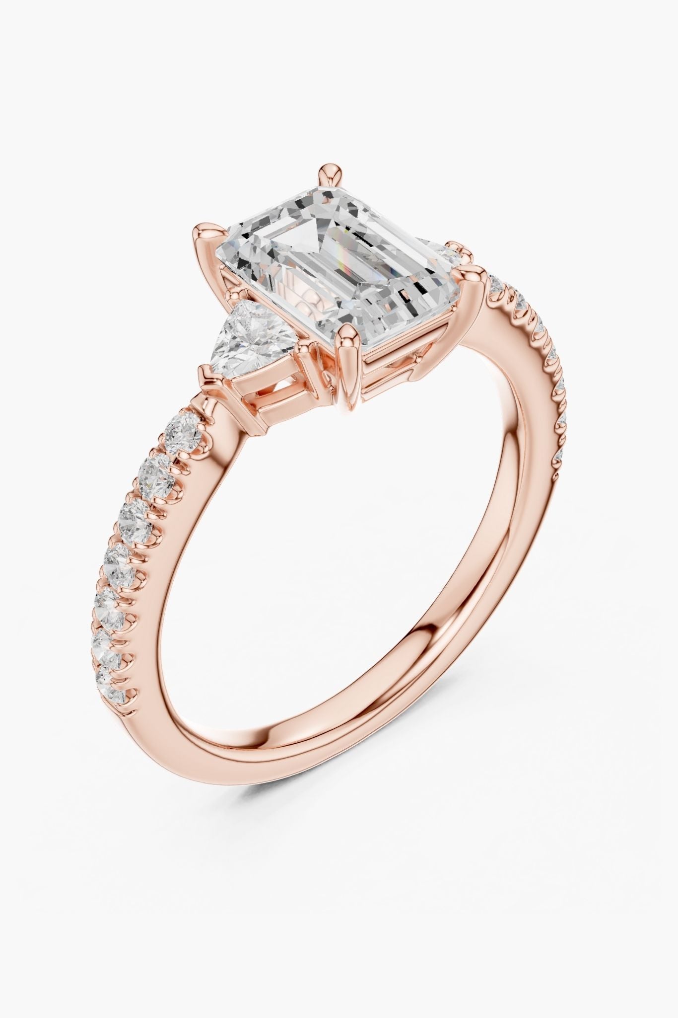 1.5ct Trinity Emerald Diamond Ring