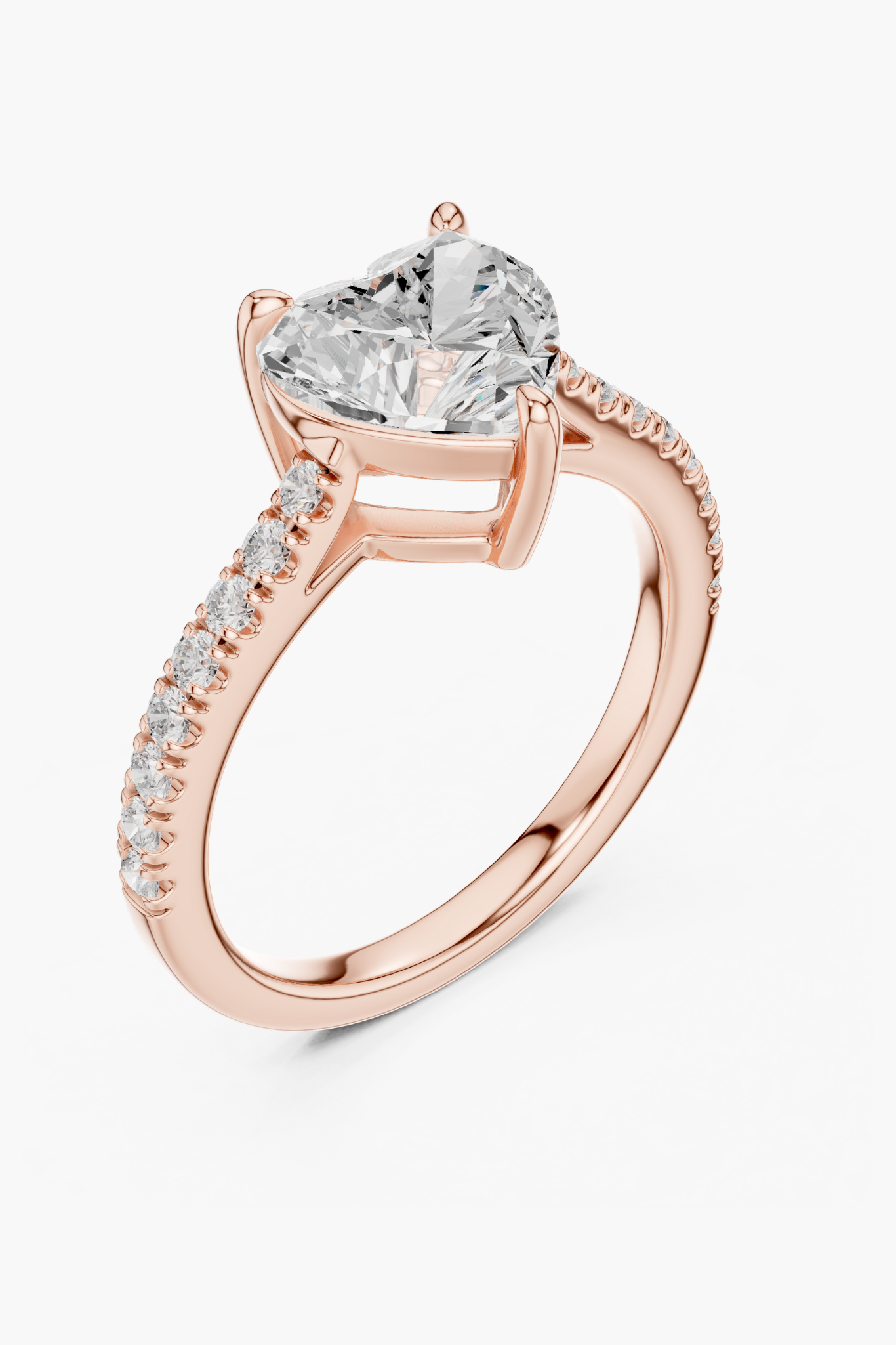 Heart 2ct Pave Solitaire Ring
