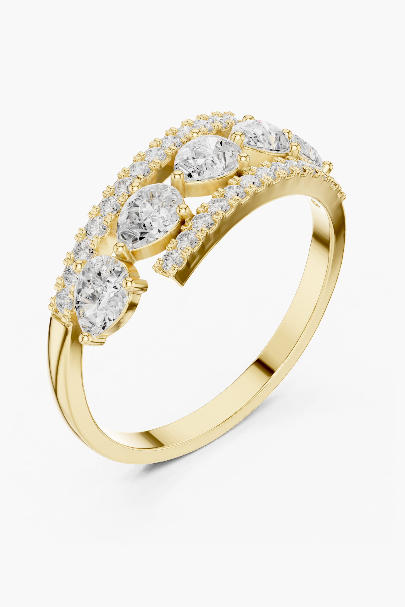 Pear & Round Diamond Wrap Band