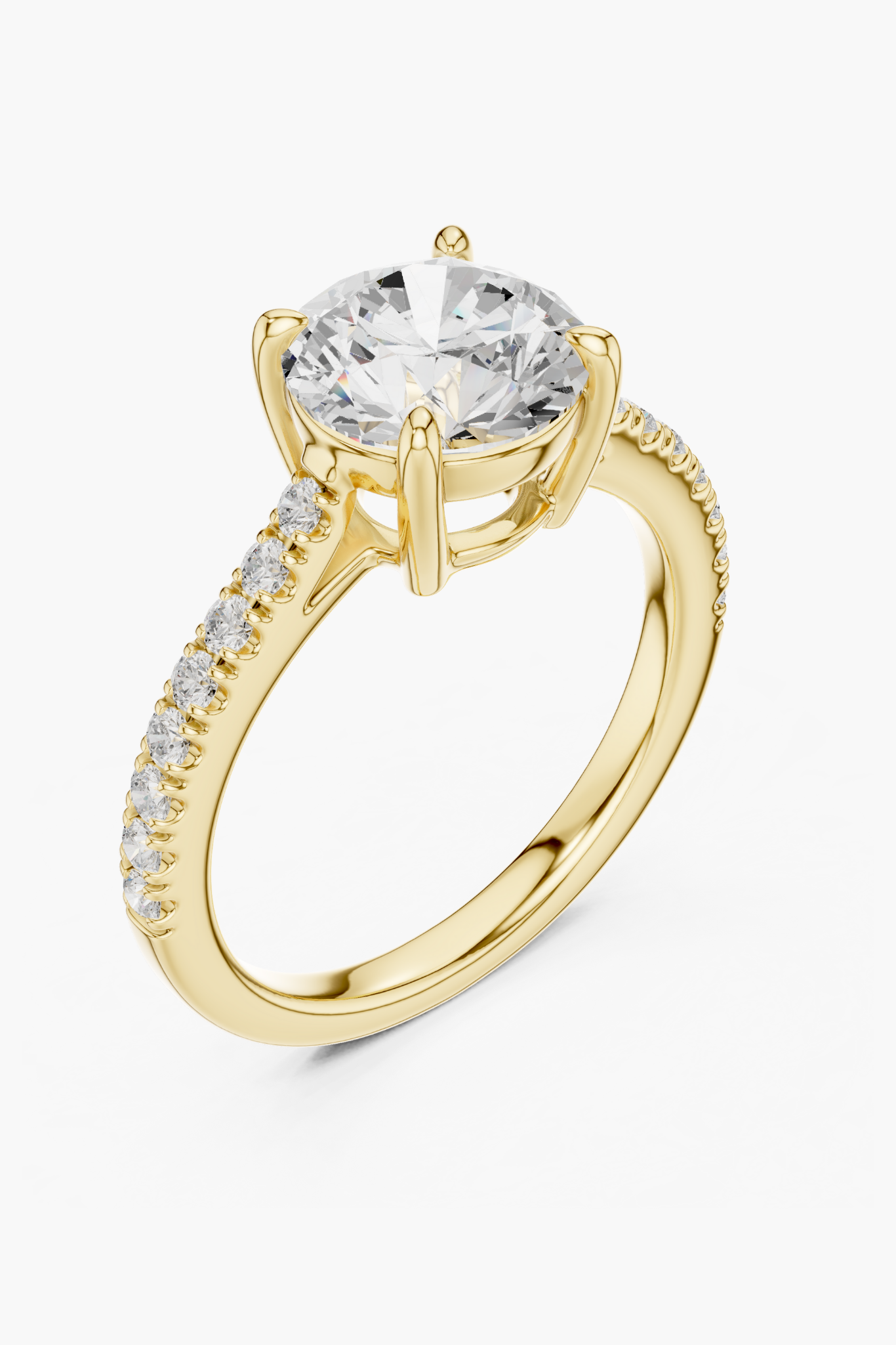 2ct Round Pavé Solitaire Ring