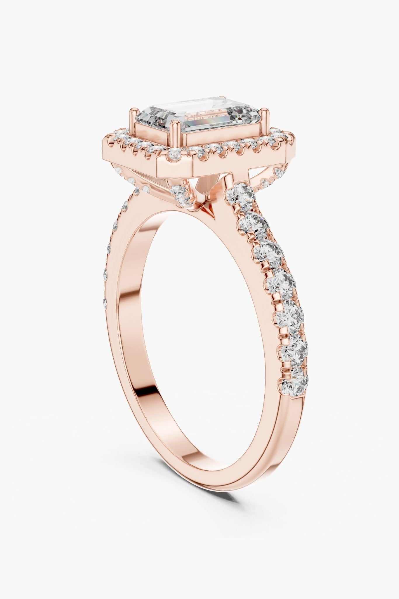 1ct Emerald Halo Solitaire Ring