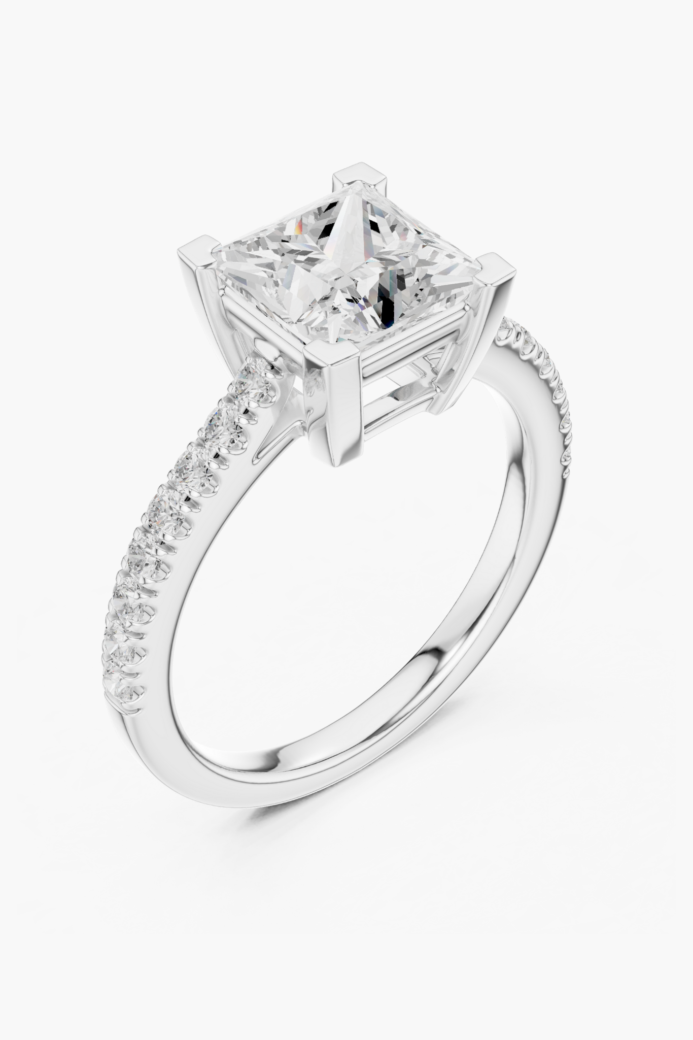 Princess 2ct Pave Solitaire Ring