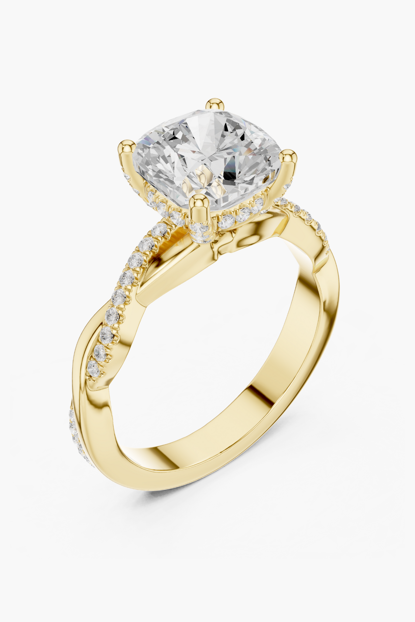 2ct Cushion Twist Solitaire Ring