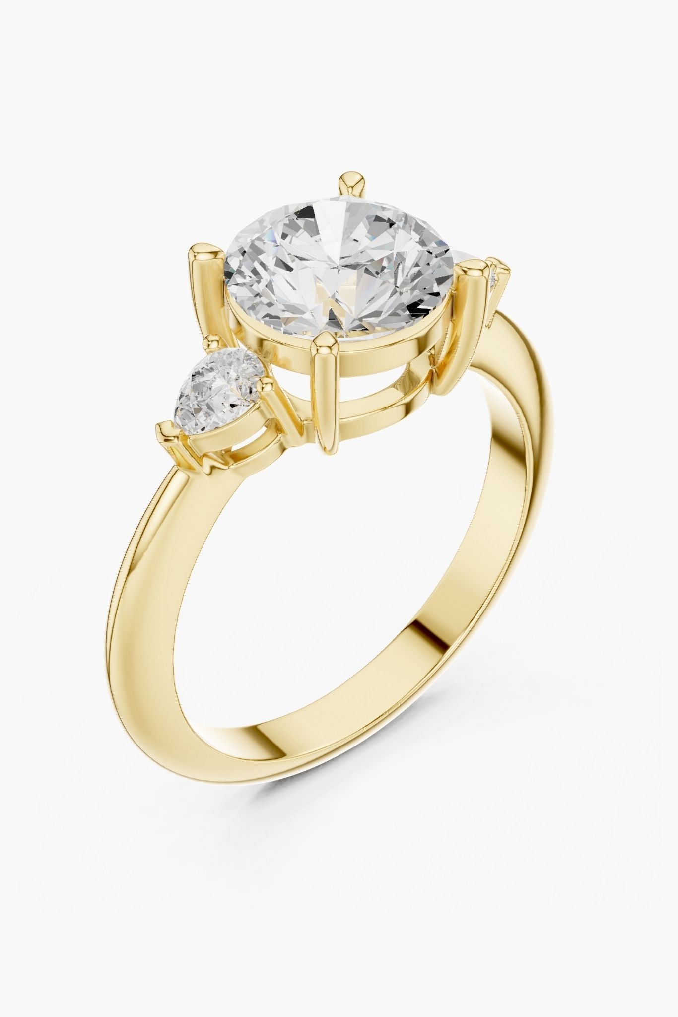 2ct Round Trio Solitaire Ring