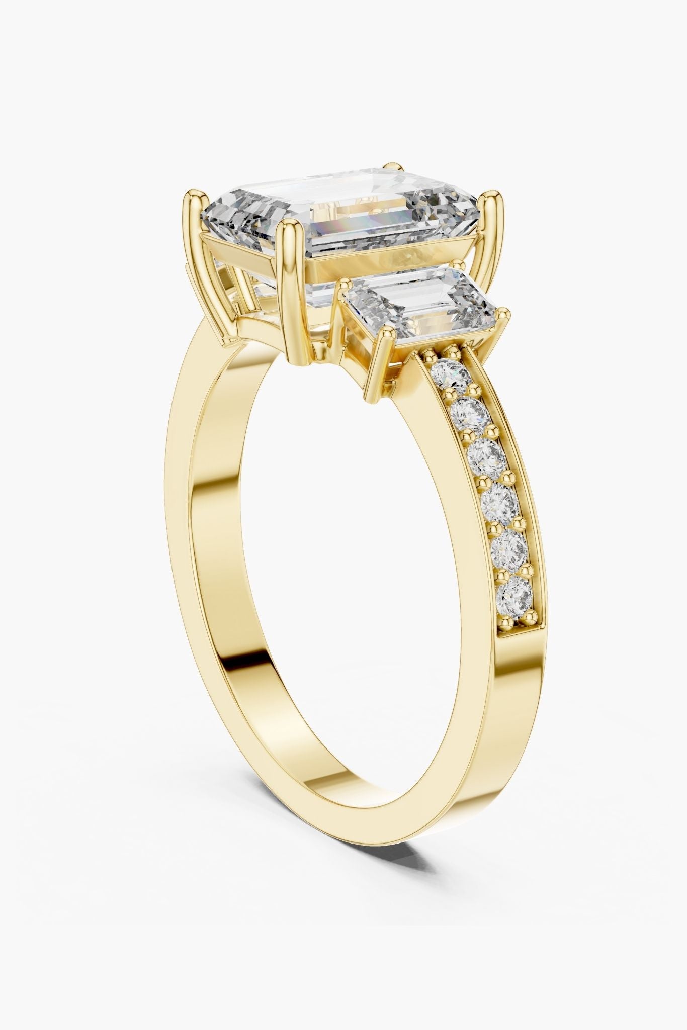 2ct Emerald Three-Stone Diamond Ring