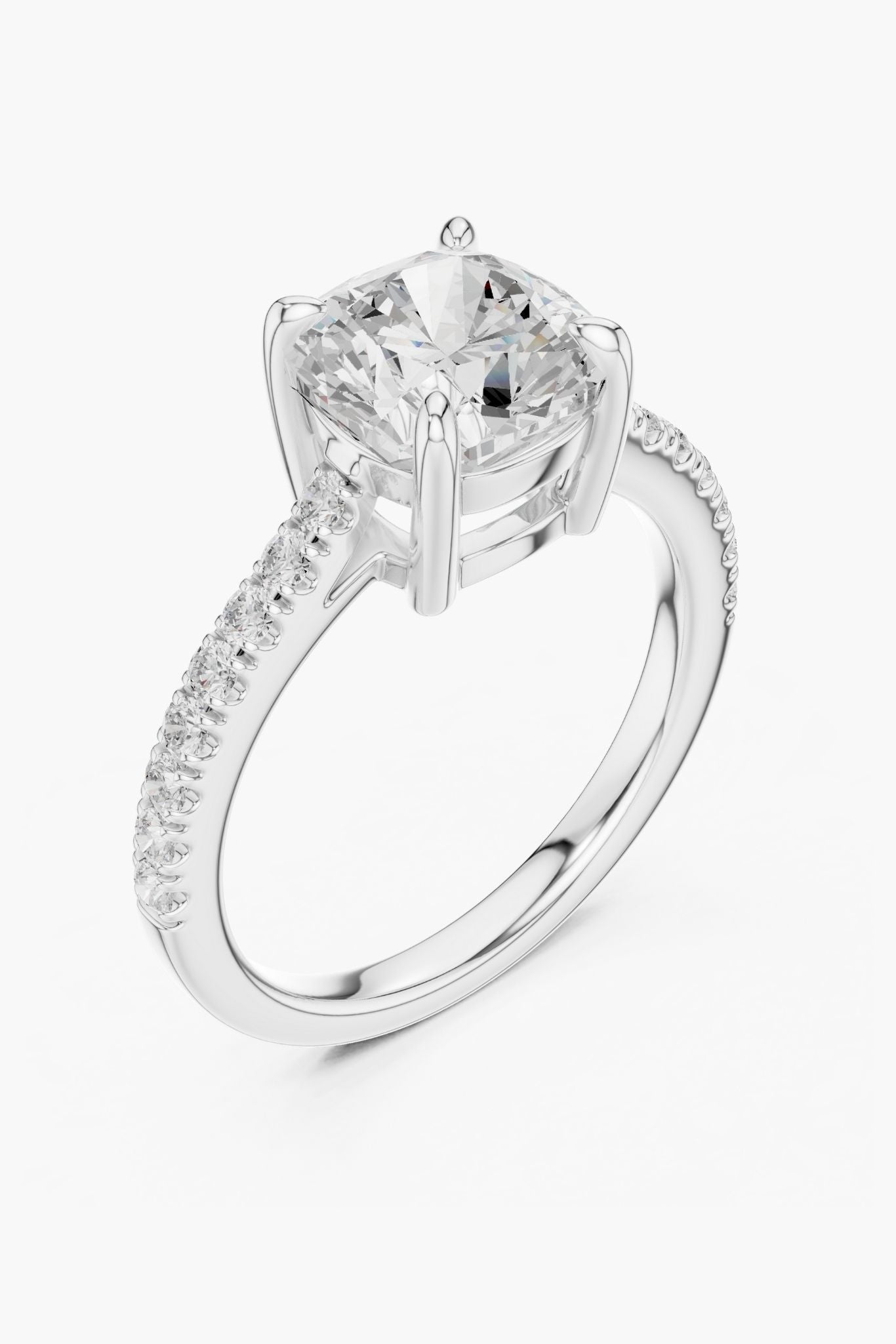 2ct Cushion Solitaire Pave Band
