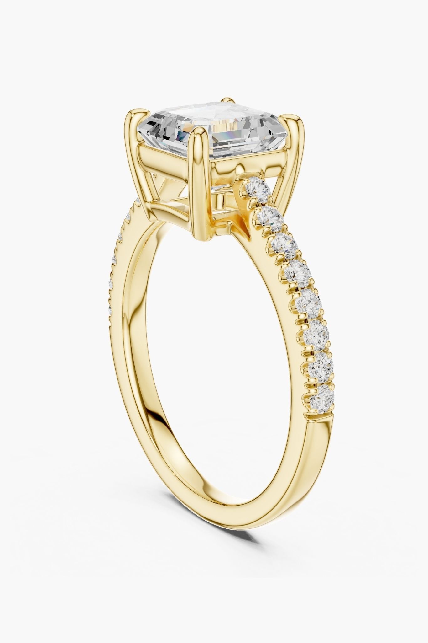Asscher 2ct Pavé Solitaire Ring