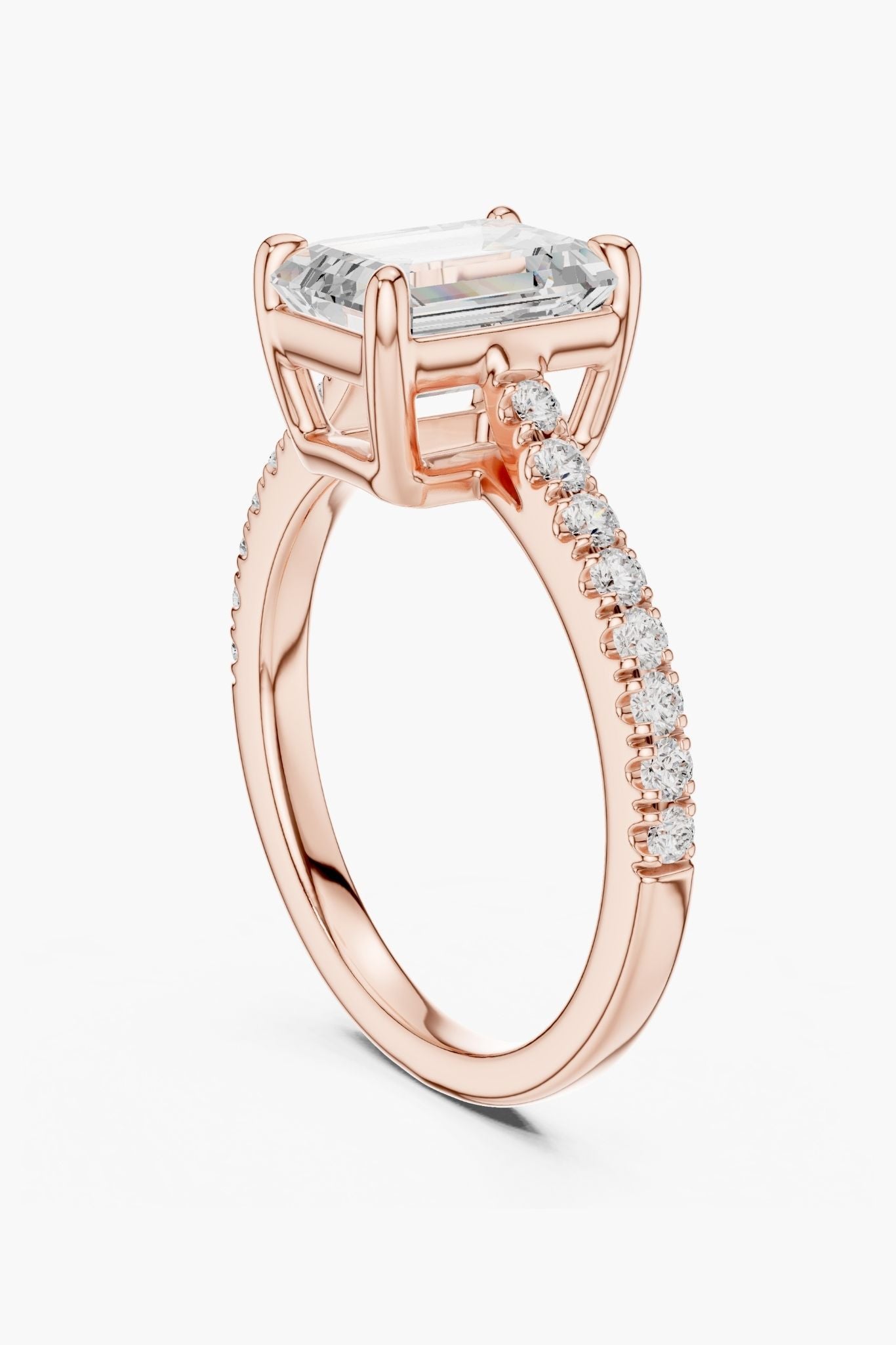 Emerald 2ct Pave Solitaire Ring