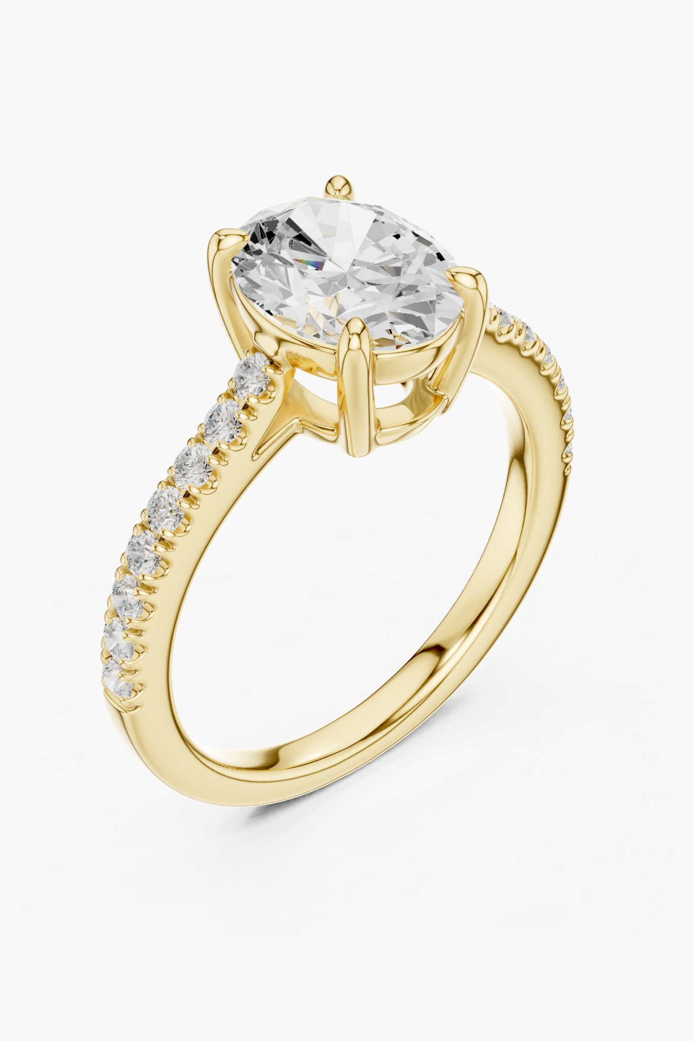 Oval 2ct Pavé Solitaire Ring