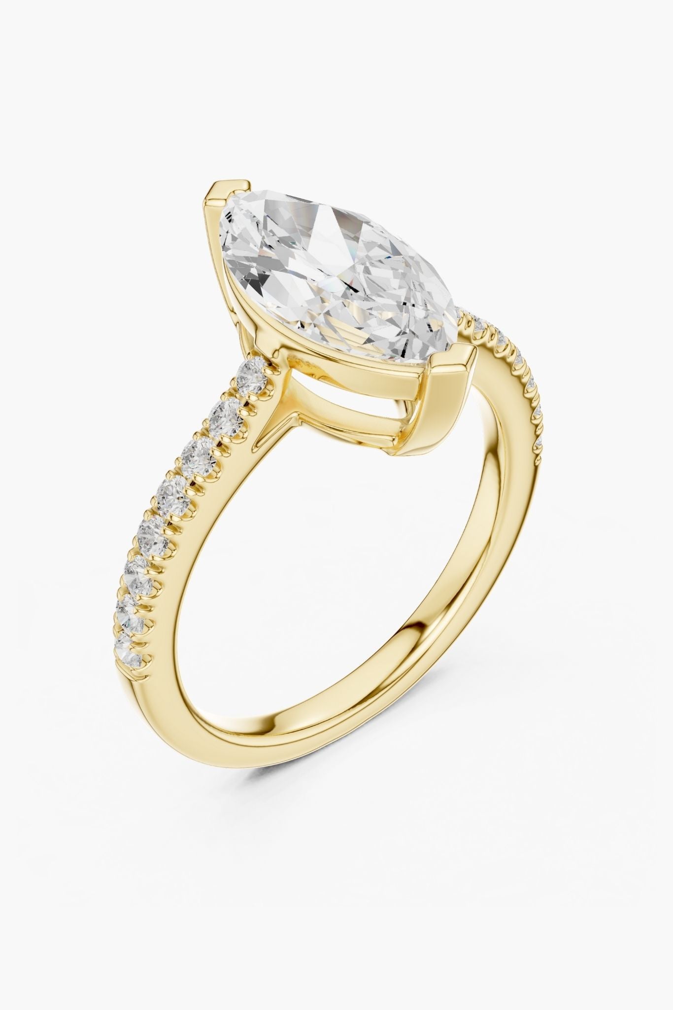 Marquise 2ct Pave Solitaire Ring