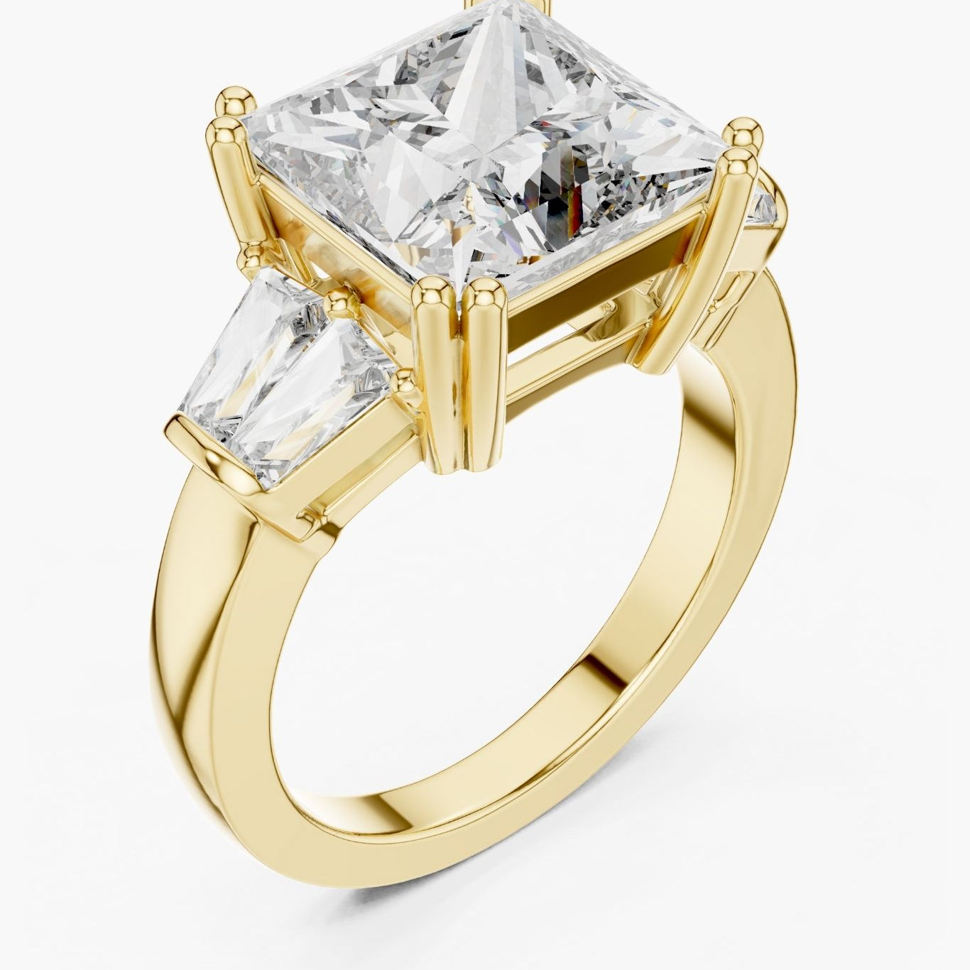 4ct Princess Solitaire with Tapered Baguettes