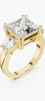 4ct Princess Solitaire with Tapered Baguettes
