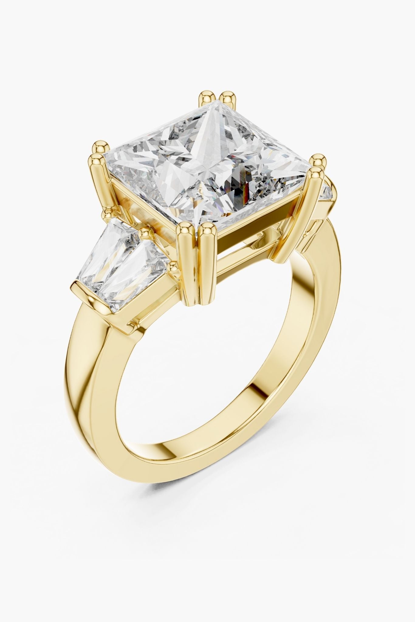 4ct Princess Solitaire with Tapered Baguettes