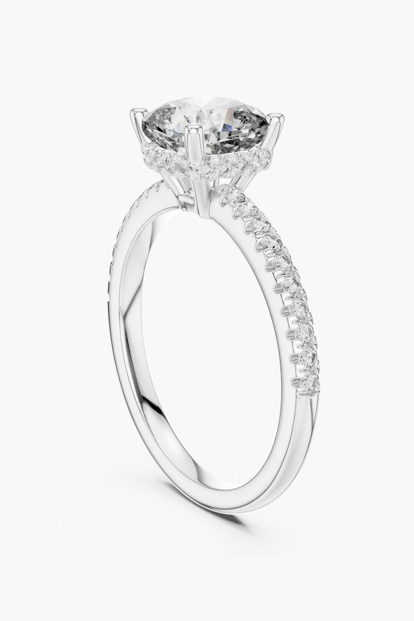 2ct Cushion Hidden Halo Ring