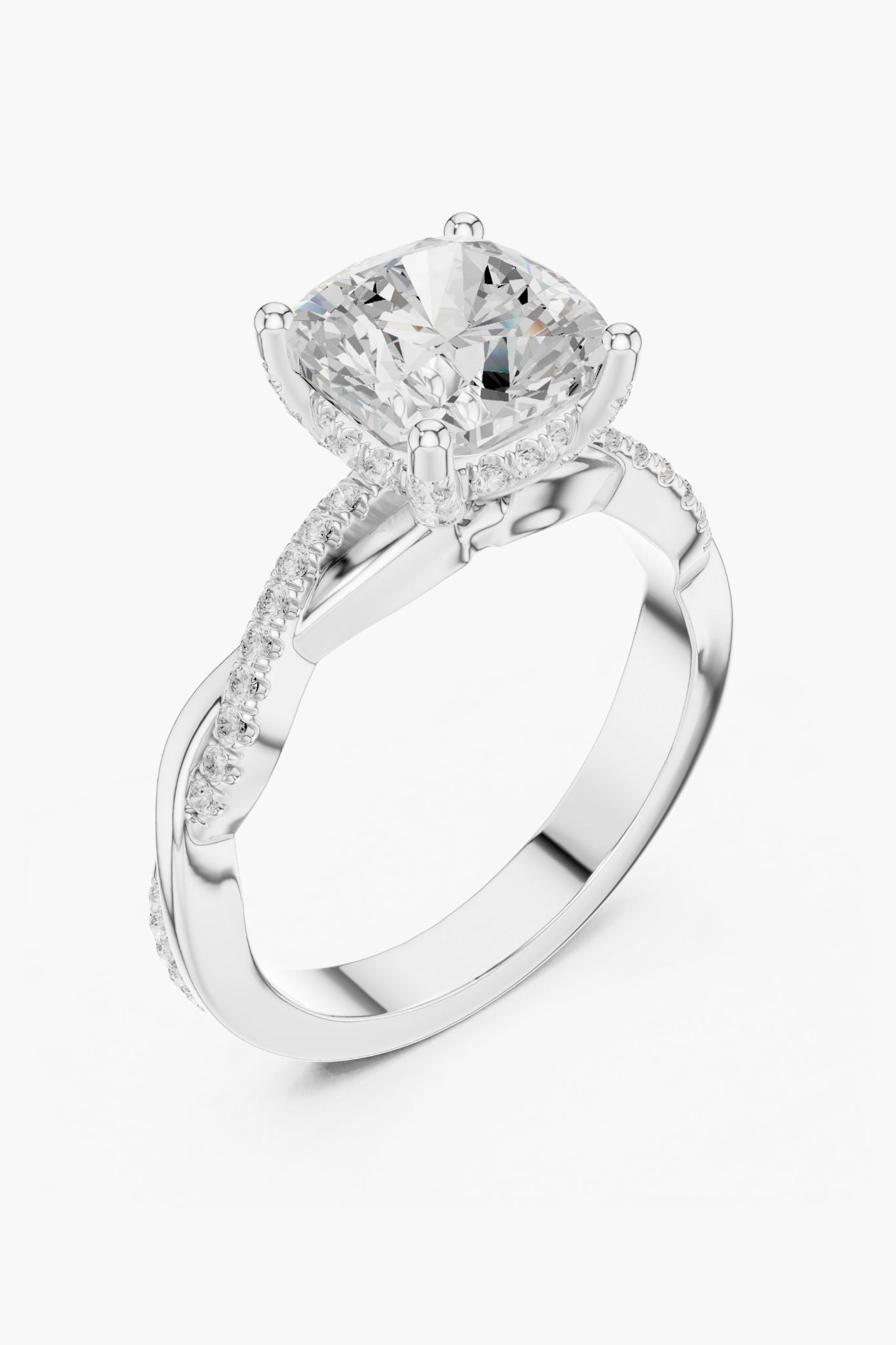 2ct Cushion Solitaire Twist Ring