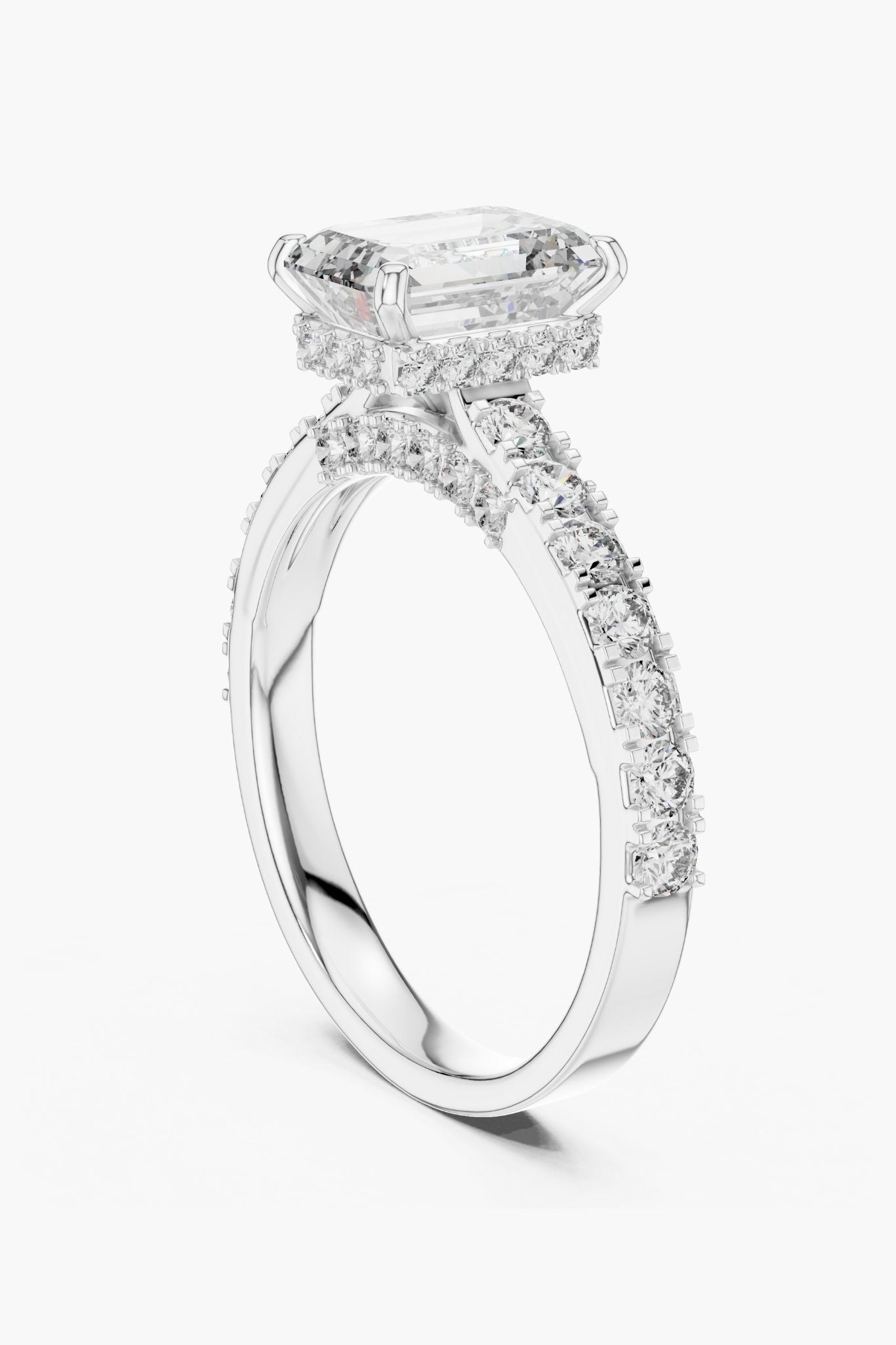 1.5 ct Emerald Hidden Halo Engagement Ring