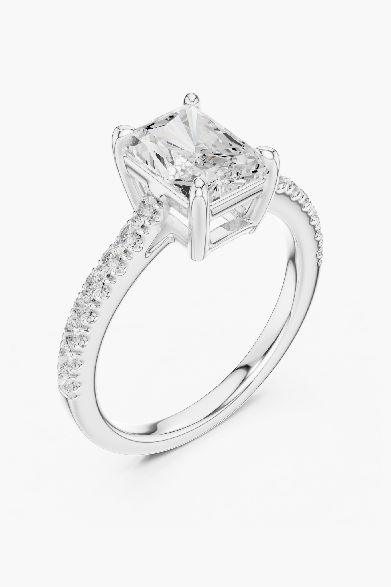 Radiant 2ct Pave Solitaire Ring