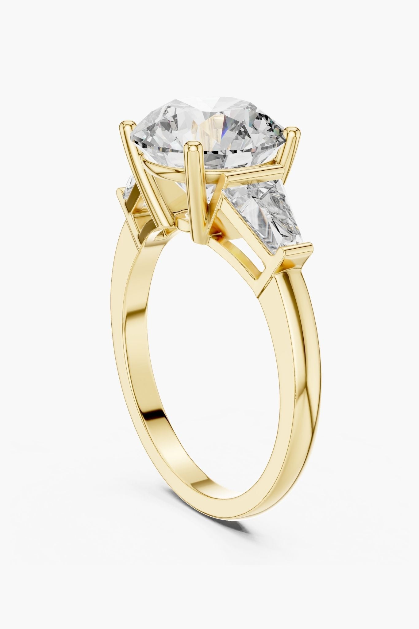 3ct Three-Stone Round Baguette Ring